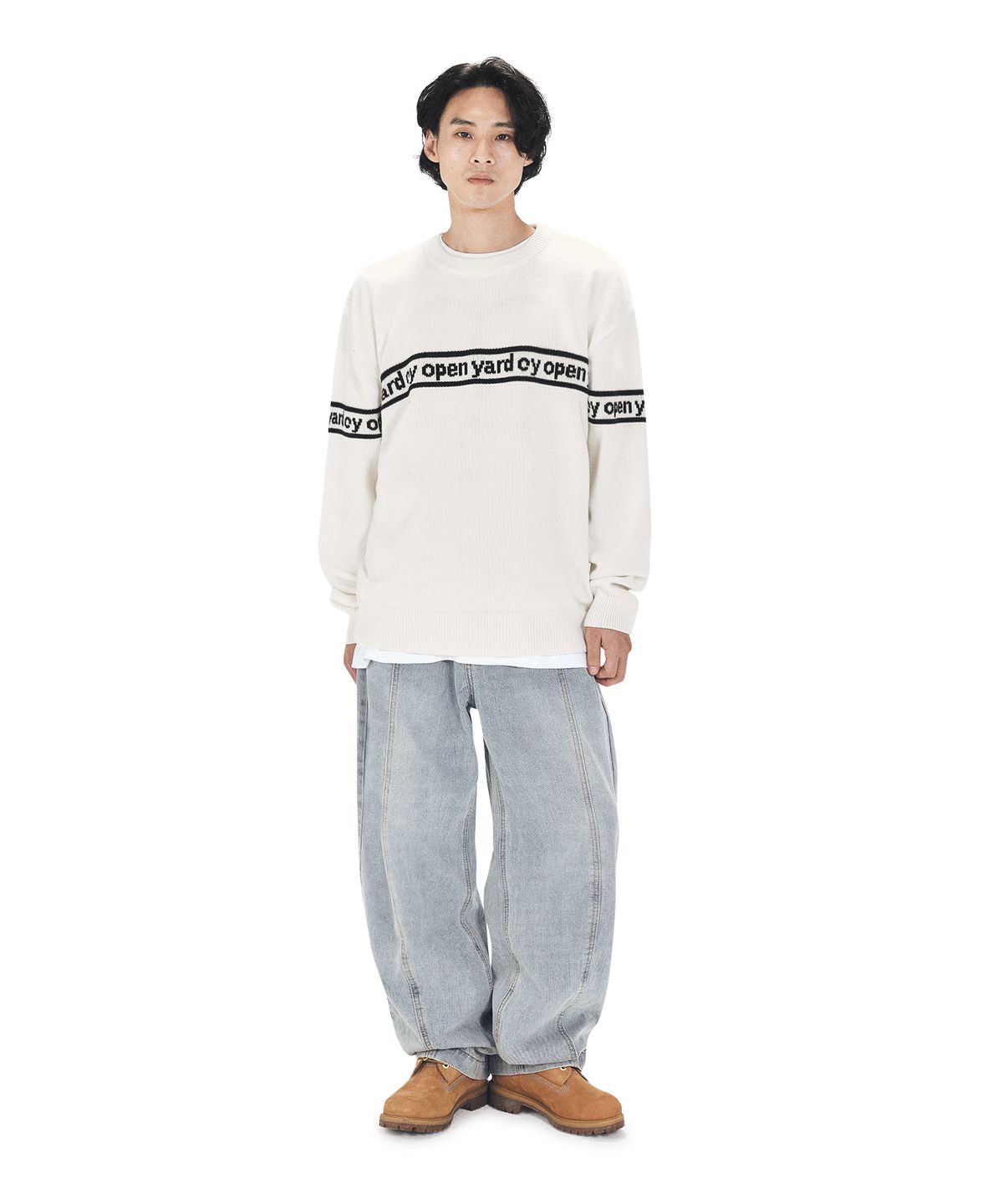 오픈야드(오와이)(OPENYARD(OY)) OPYD LINE LOGO KNIT - CREAM