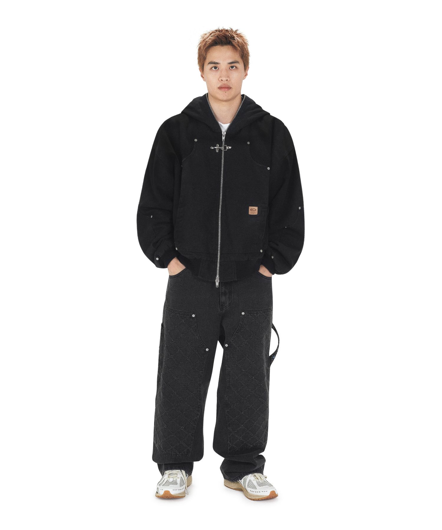 MUSINSA | OY DUMP WORK HOODED JACKET - WASHED BLACK