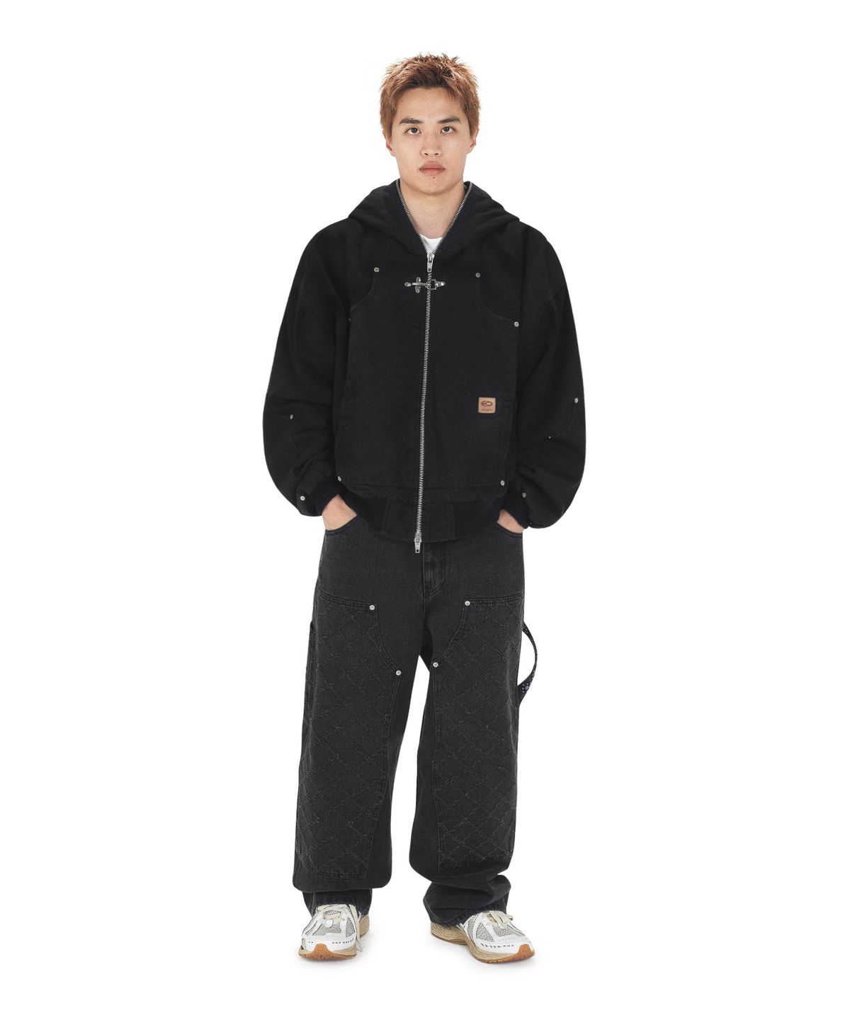 오픈야드(오와이)(OPENYARD(OY)) DUMP WORK HOODED JACKET - WASHED BLACK