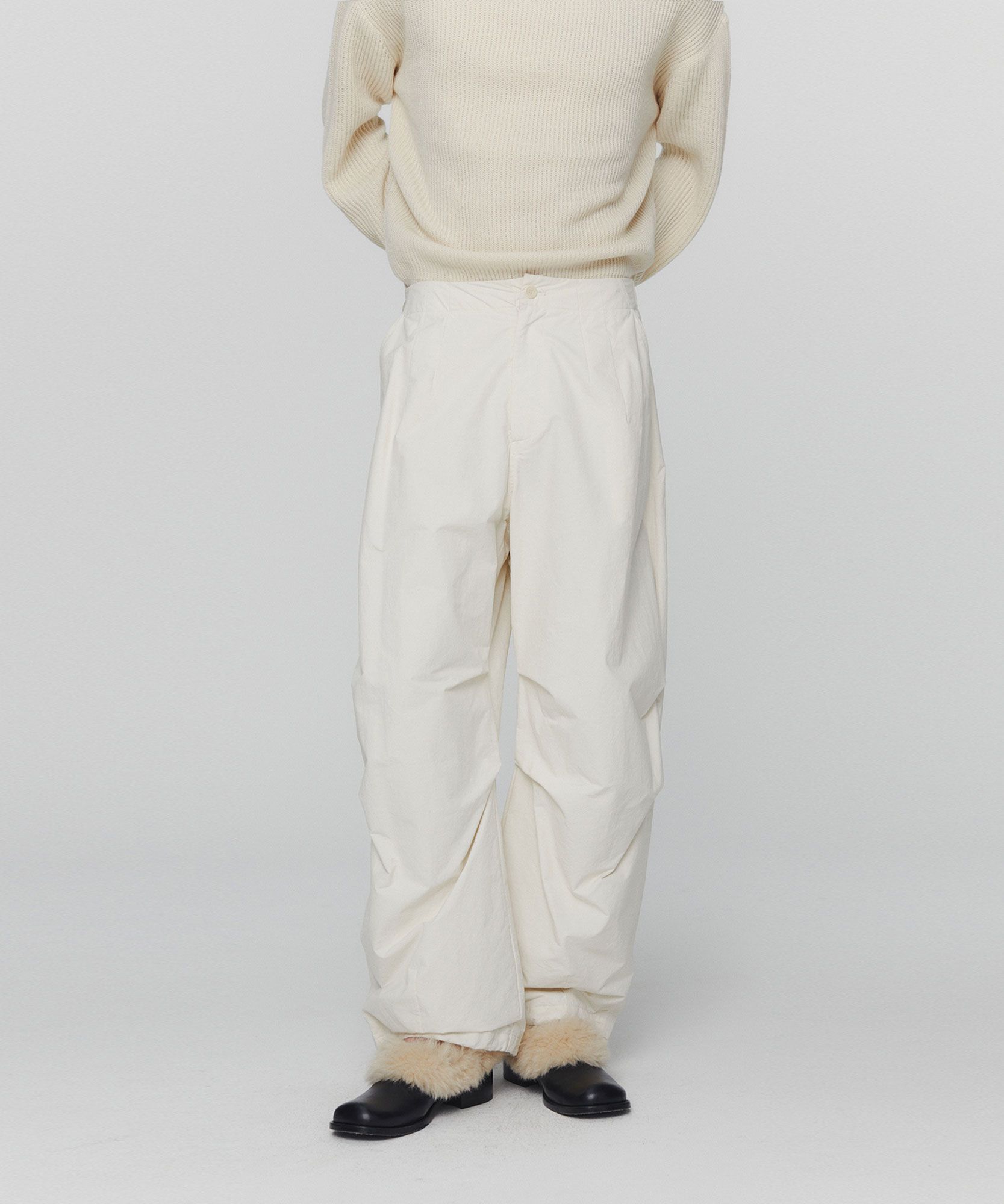 ★AMOMENTO アモーメント★COTTON NYLON FATIGUE PANTS★パンツ Amomento Cotton Nylon Fatigue Pants in Ecru | Parallel