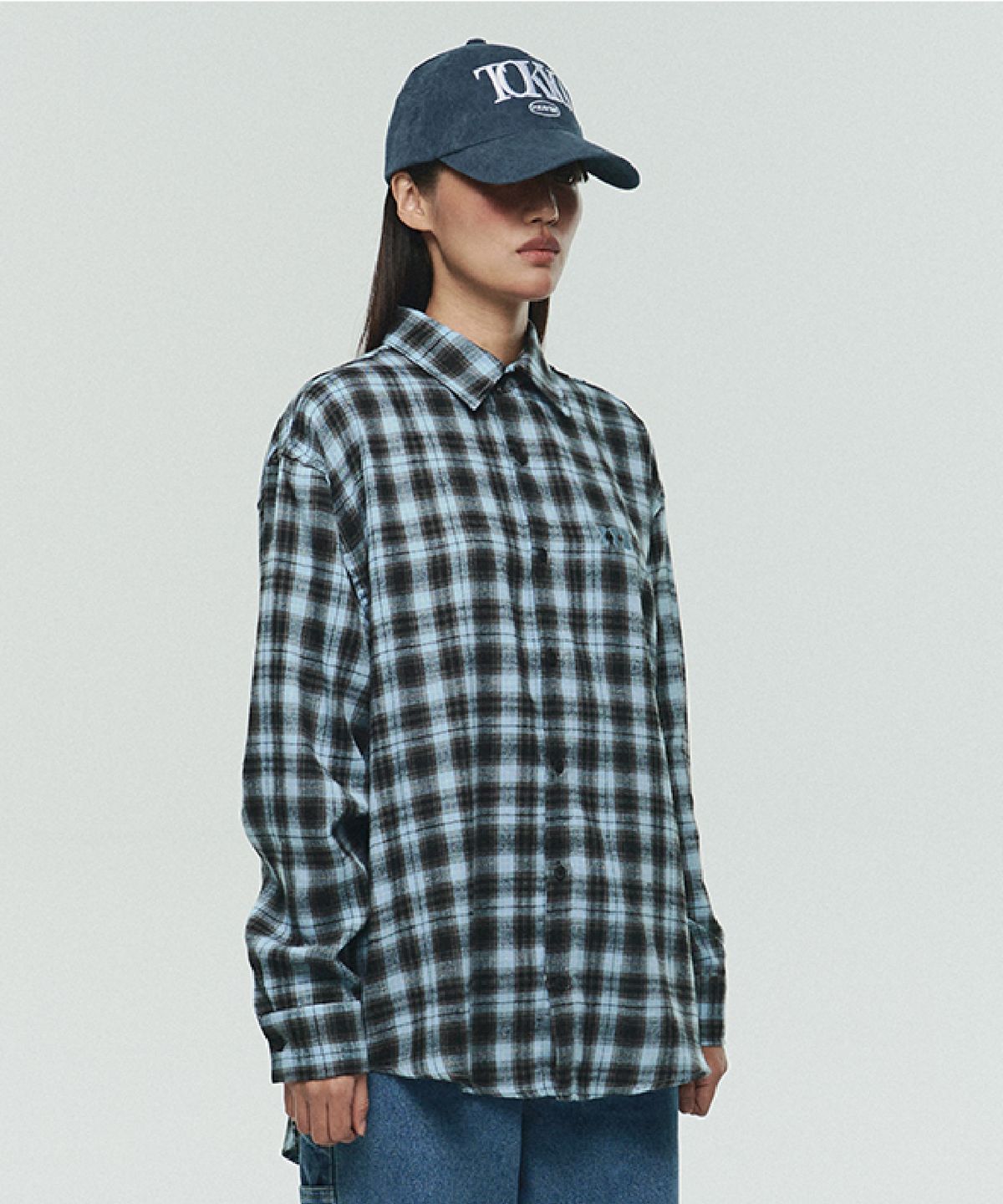 잇자바이브(ITZAVIBE) ITZ MINI LOGO CHECK SHIRT - BLUE