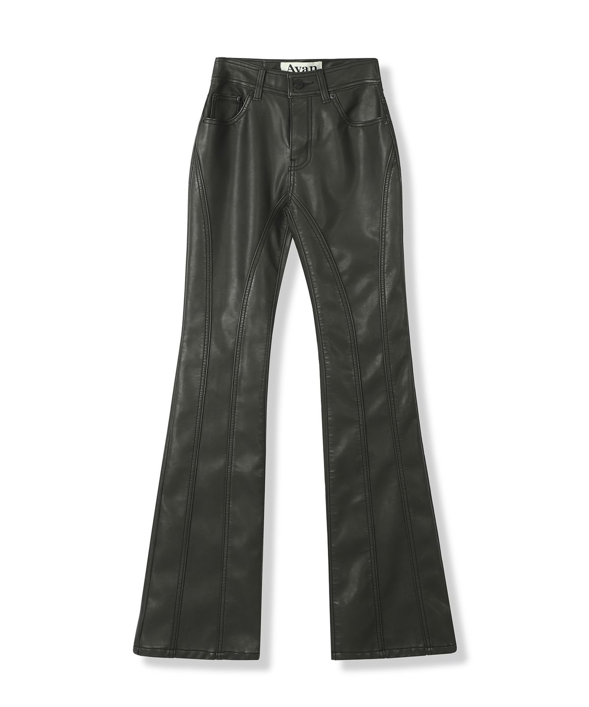 어반드레스(AVANDRESS) Art Leather Thin Bootscut Pants BLACK