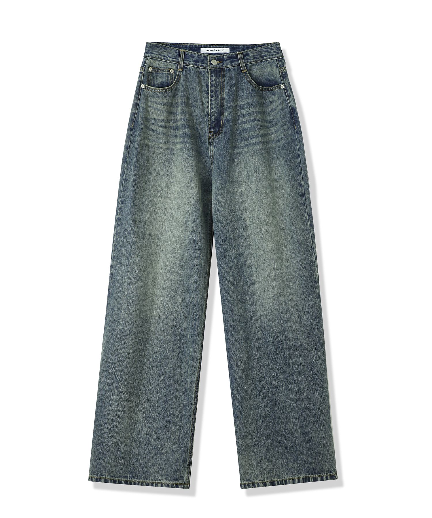 MUSINSA | AVANDRESS Snap Wide Denim Pants BLUE