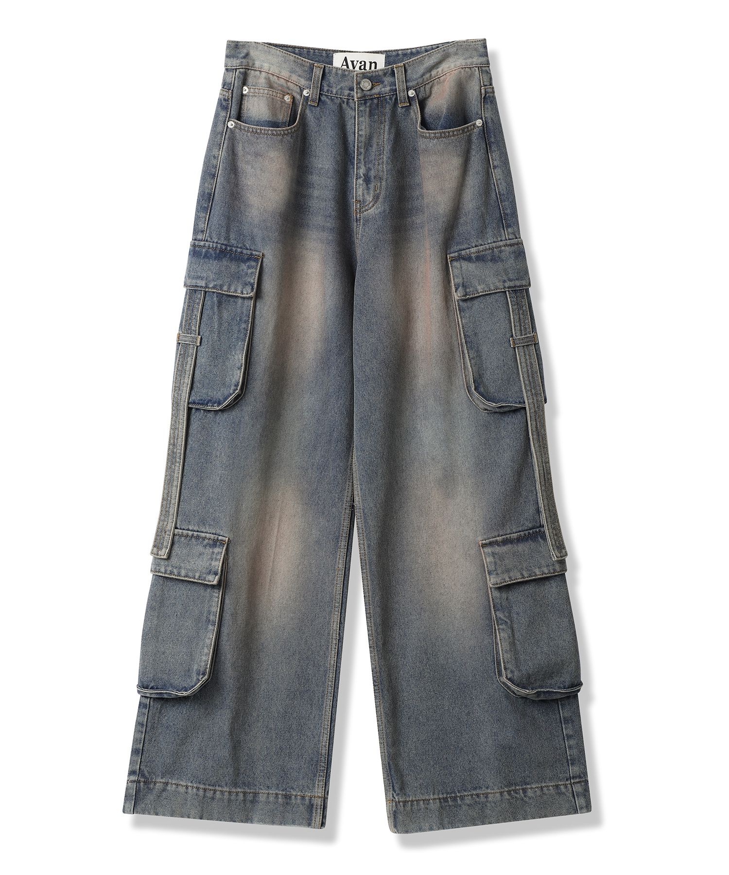 MUSINSA | AVANDRESS Ribbon Wide Cargo Pants BLACK