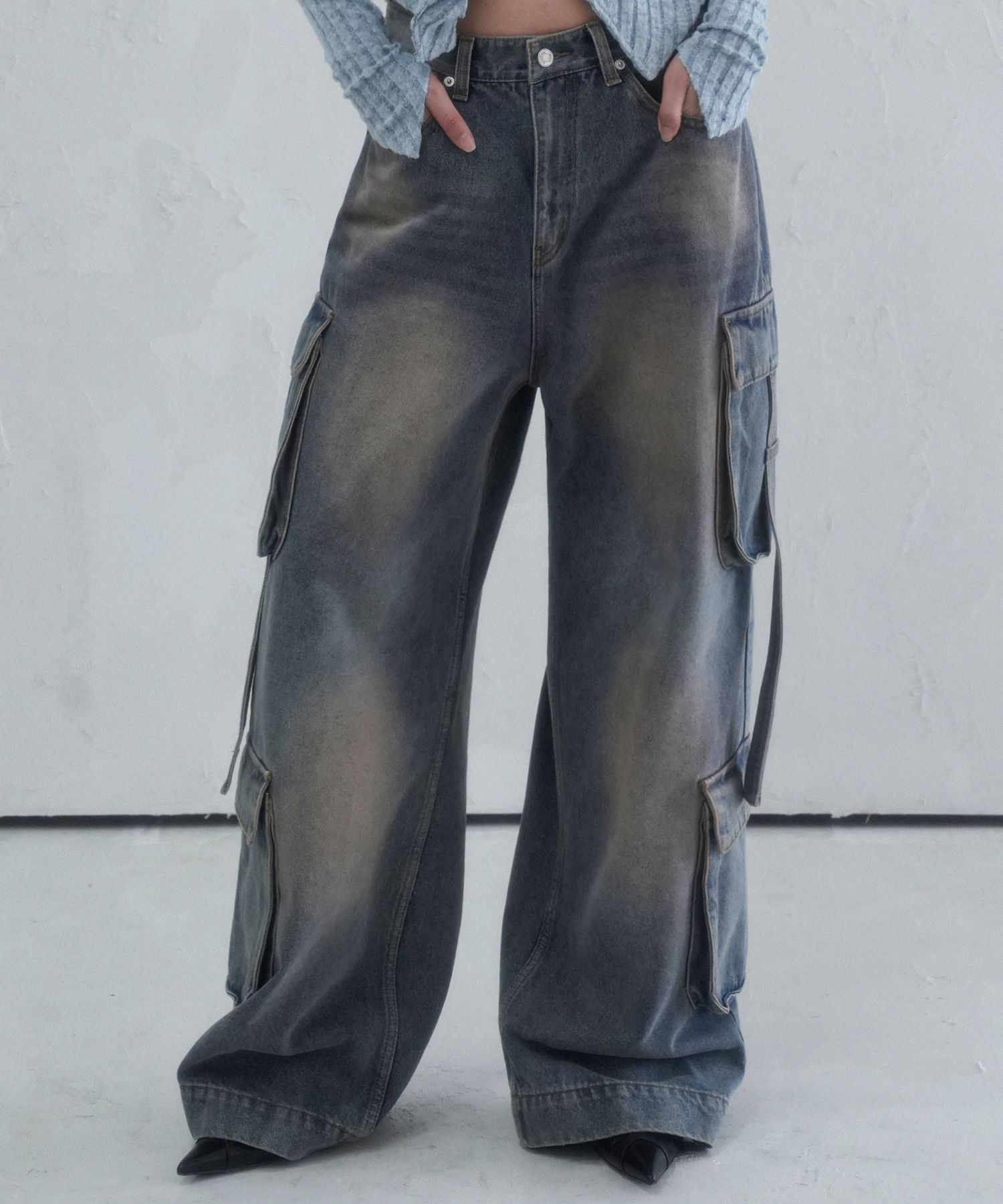 ◎AVANDRESS◎★人気★Ribbon Wide Cargo Pants(4 COLOR) MUSINSA公式 | AVANDRESS Ribbon Wide Cargo Pants BLACK