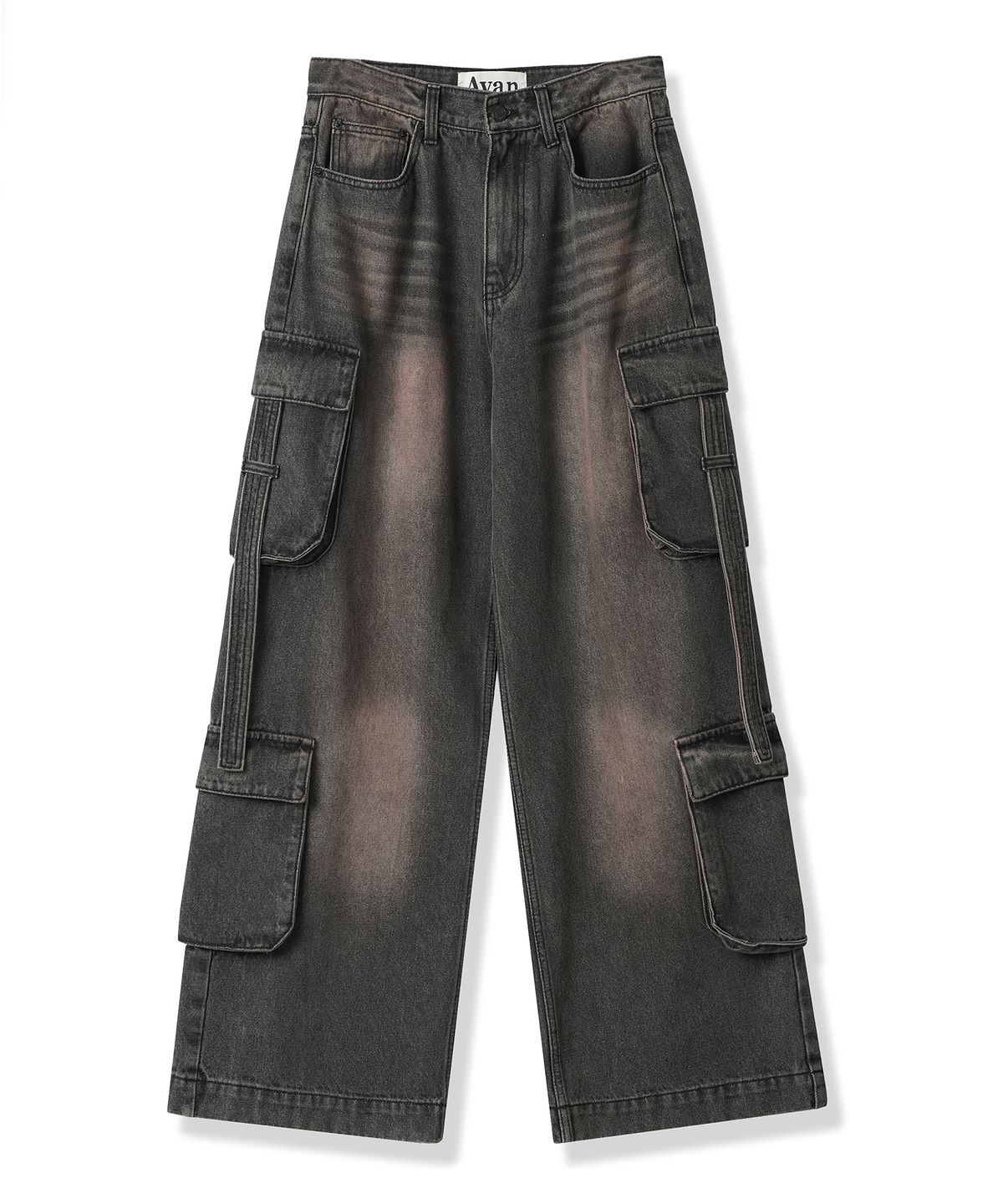어반드레스(AVANDRESS) Ribbon Wide Cargo Pants GREY