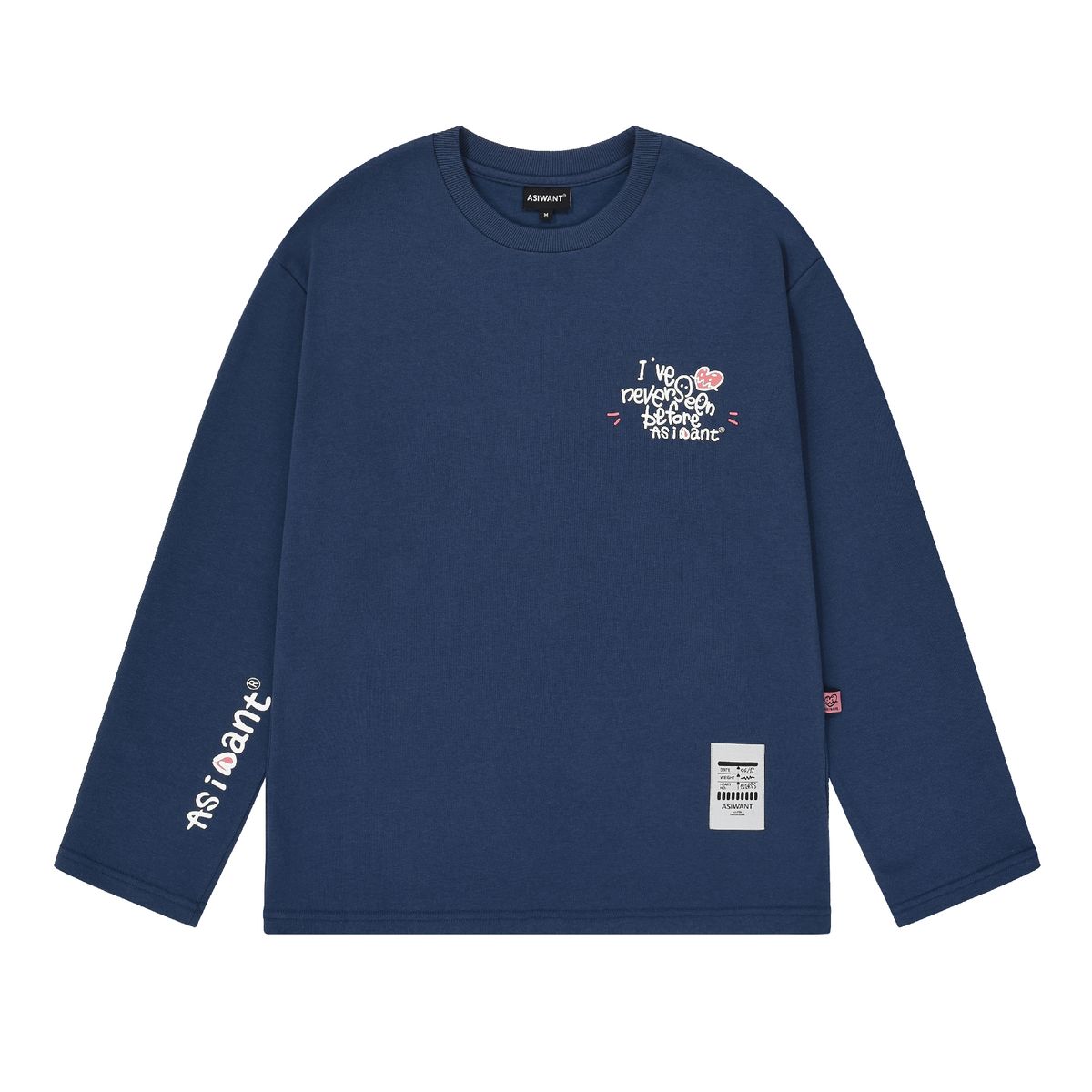 에즈아이원(ASIWANT) INSB LONG SLEEVE ROUND T-SHIRT NAVY