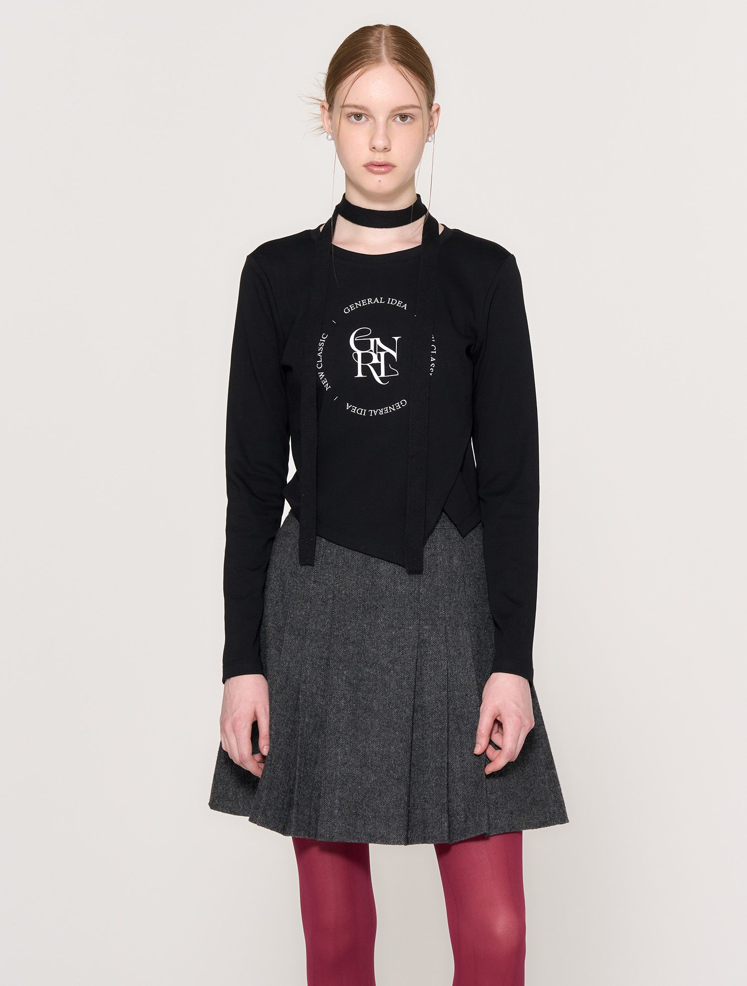 ★GENERAL IDEA★ GNRL UNBALANCED LONG SLEEVE T-SHIRT BLACK W MUSINSA | GENERAL IDEA GNRL Unbalanced Long Sleeve Tee