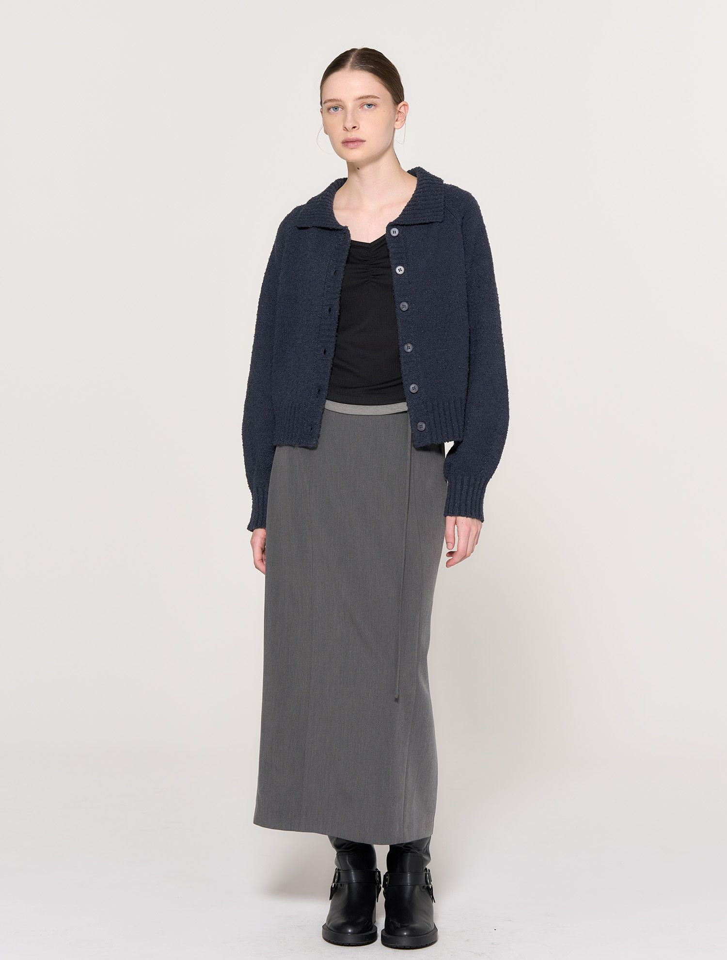 MUSINSA | GENERAL IDEA V-neck shirring layered T-shirt