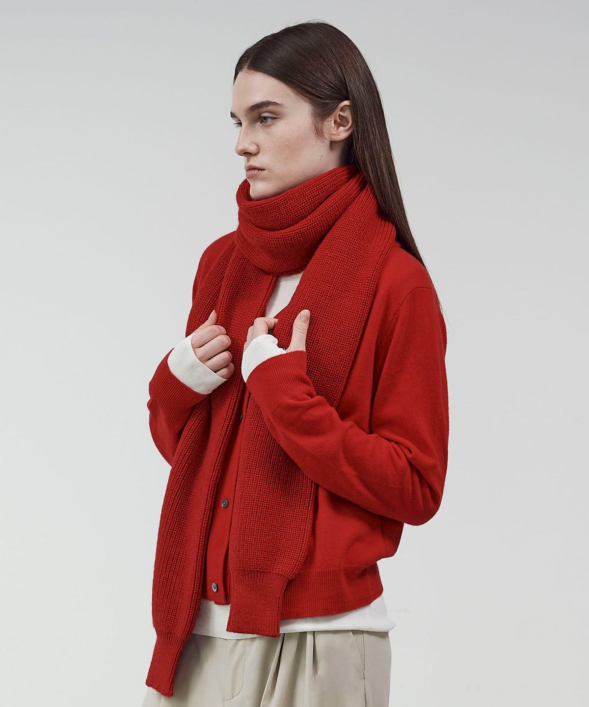 씨커슨(CKUSUN) SLEEVE  KNIT MUFFLER - RED