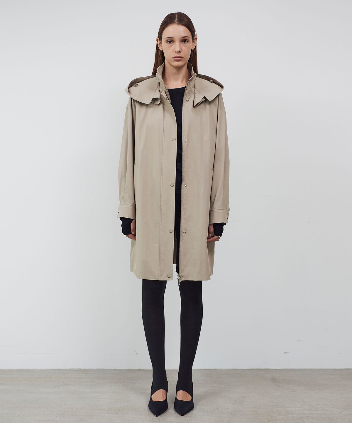 씨커슨(CKUSUN) HOOD DETACHABLE OVAL COAT - BEIGE
