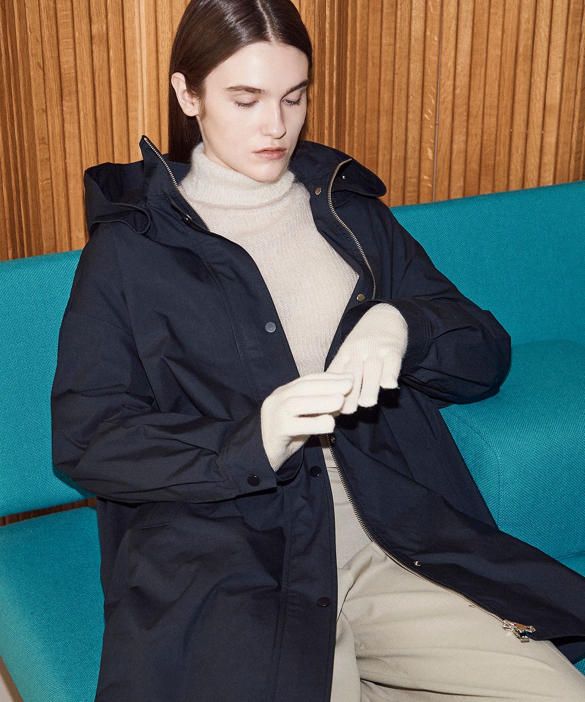 씨커슨(CKUSUN) HOOD DETACHABLE OVAL COAT - NAVY