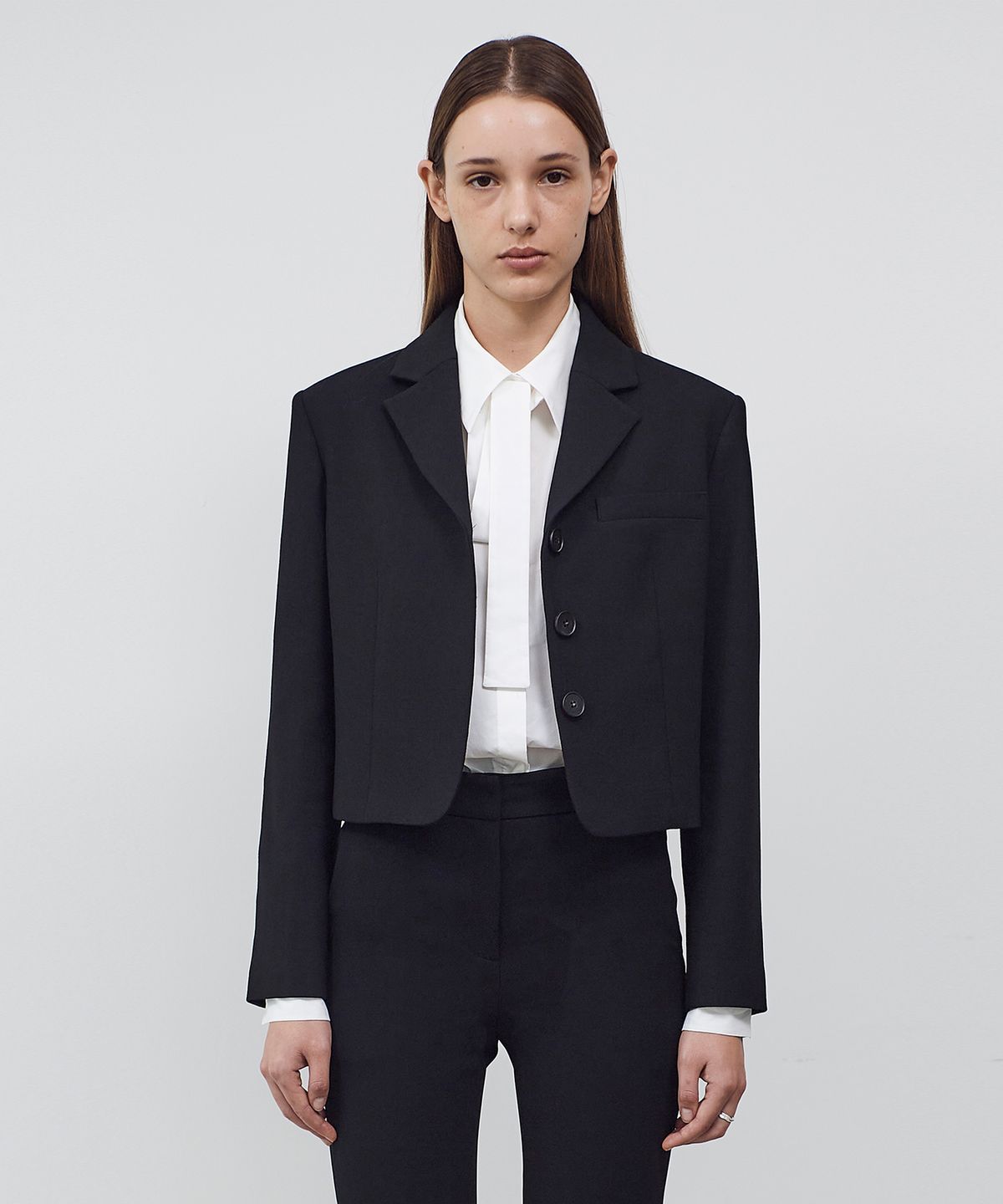 씨커슨(CKUSUN) WOOL BLEND CROP JACKET - BLACK
