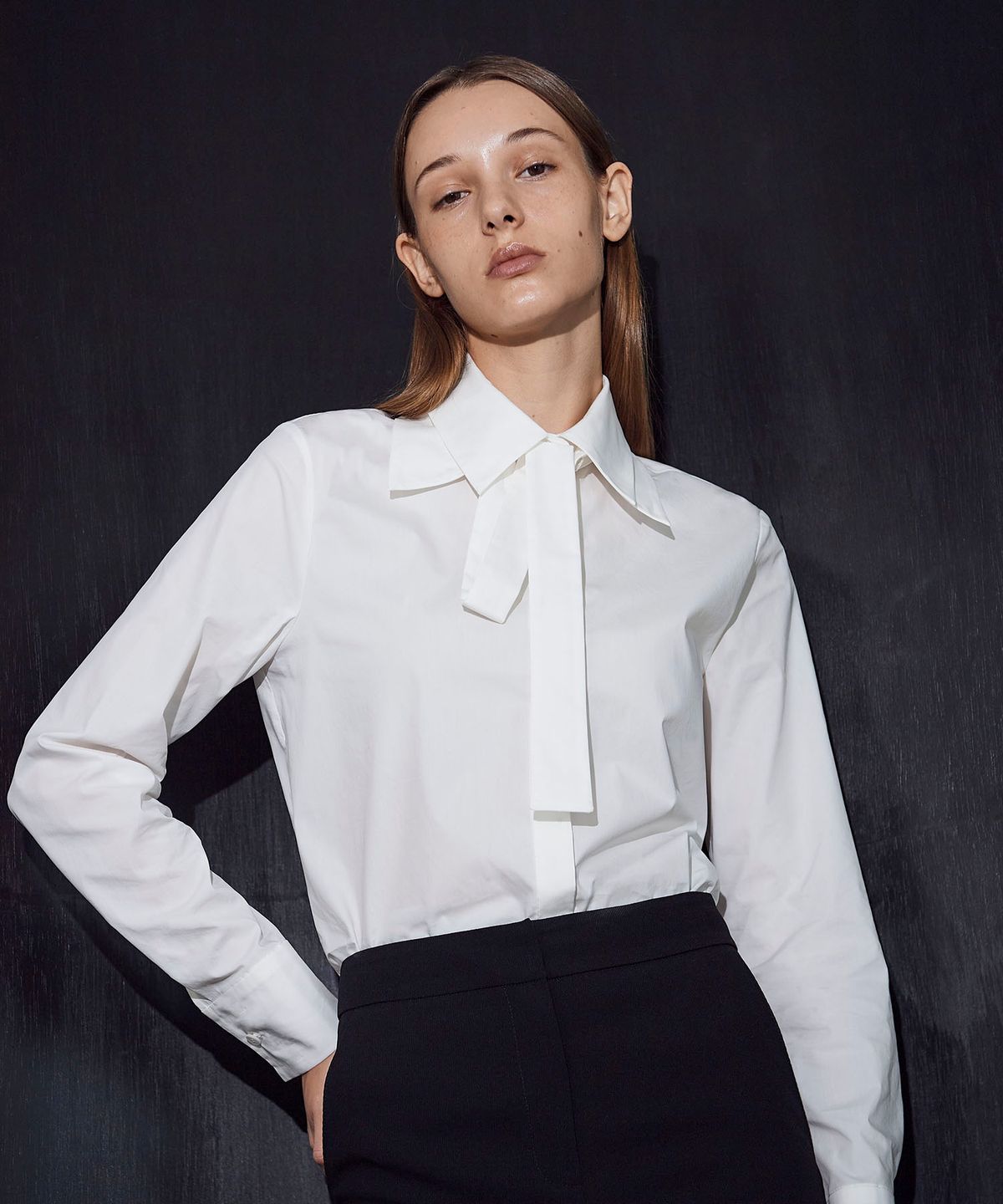 씨커슨(CKUSUN) DETACHABLE TIE-COLLAR SHIRT - WHITE