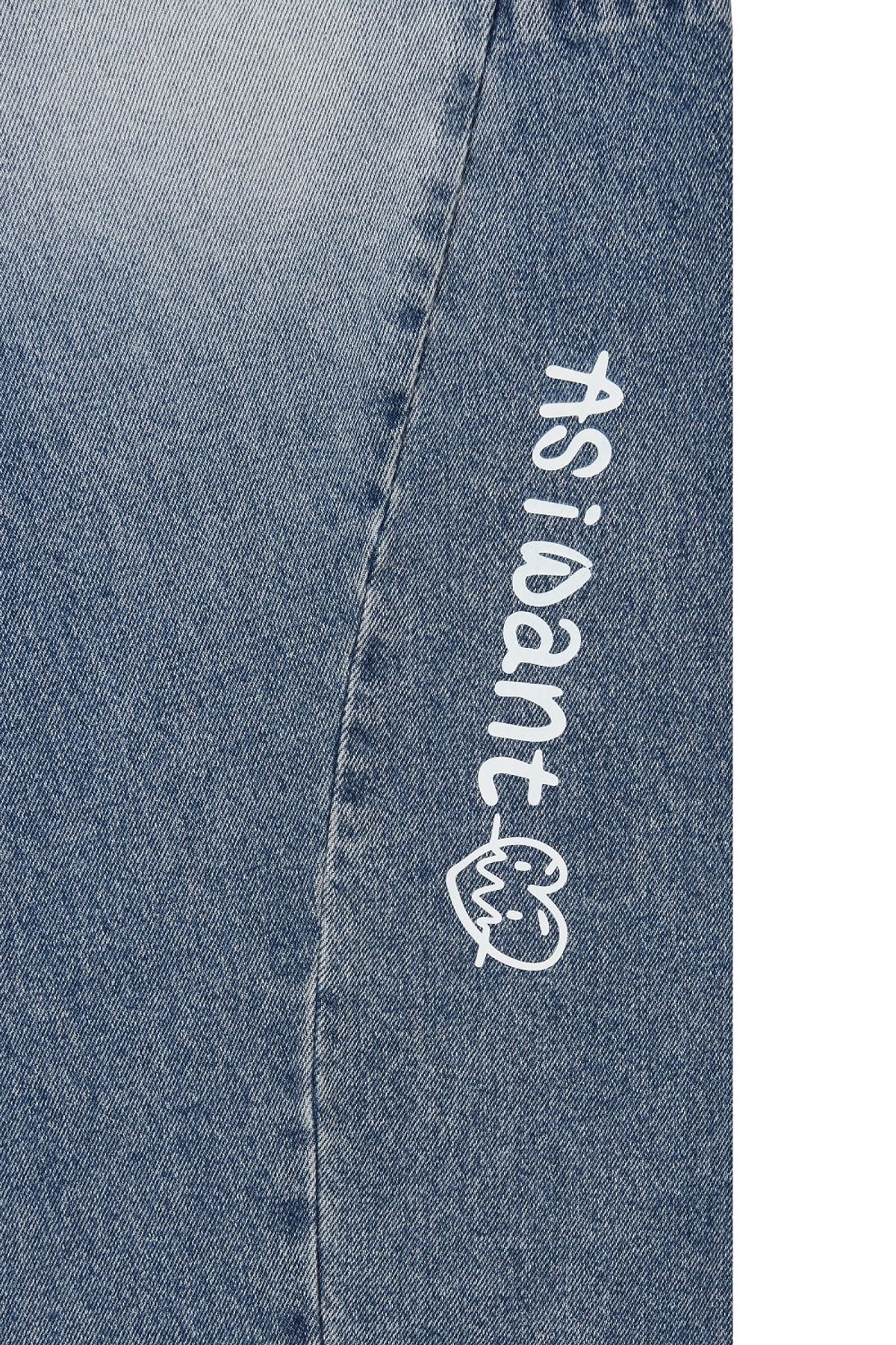 에즈아이원(ASIWANT) AIW LOGO WIDE PANTS LIGHT DENIM