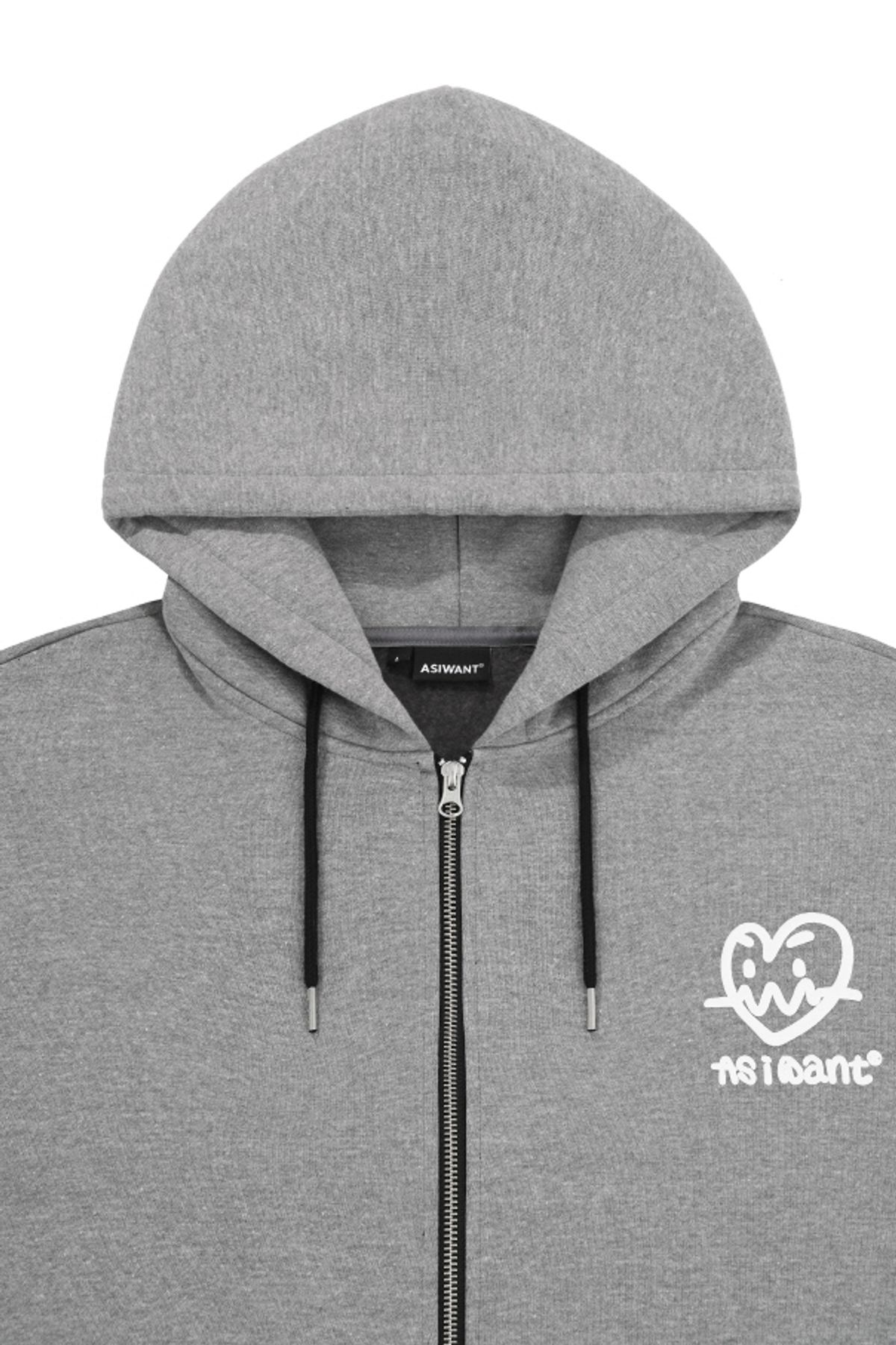 에즈아이원(ASIWANT) AIW LOGO ZIP-UP JACKET GREY