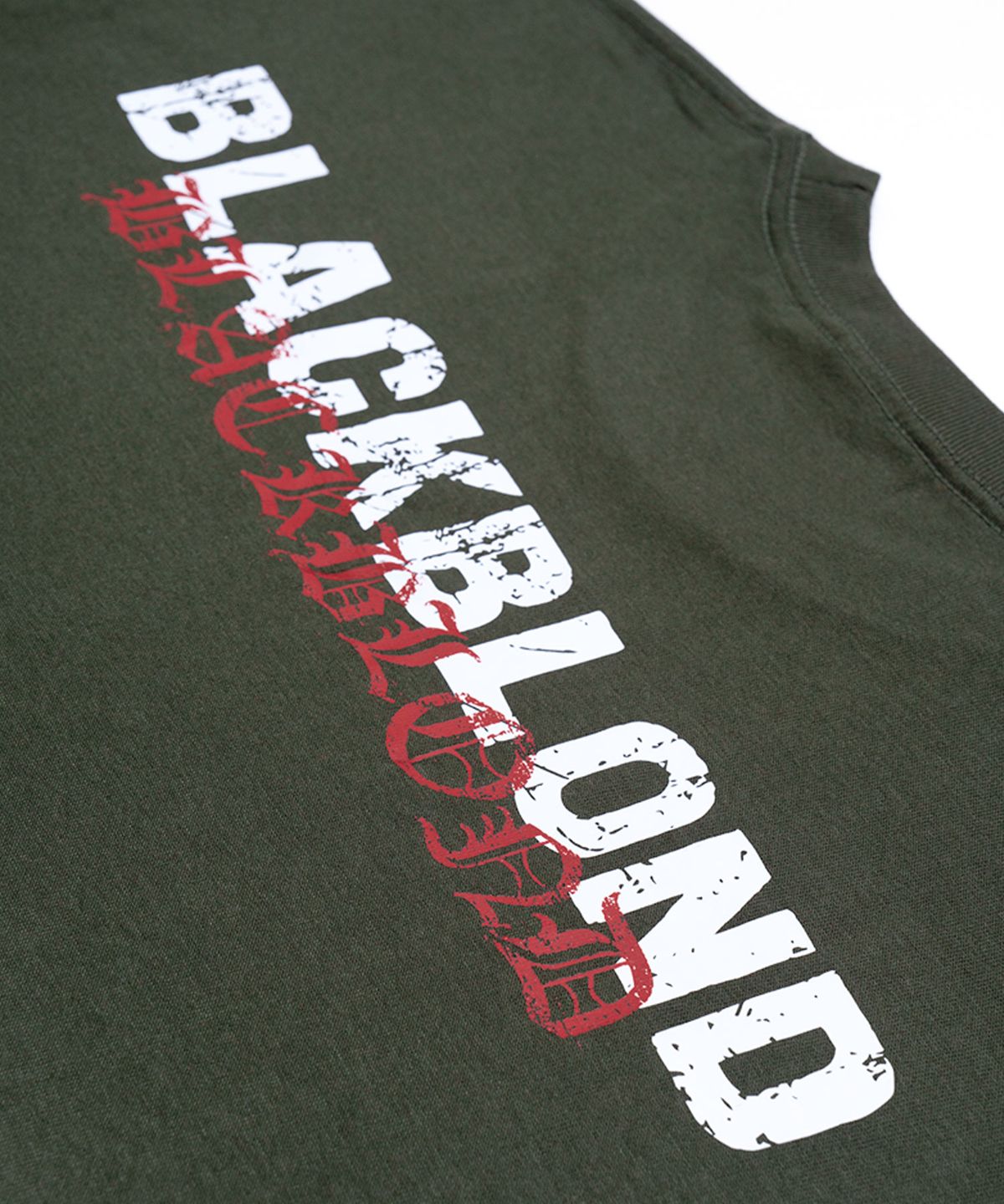 블랙블론드(BLACKBLOND) 비비디 오버랩 로고 긴팔티 (카키)