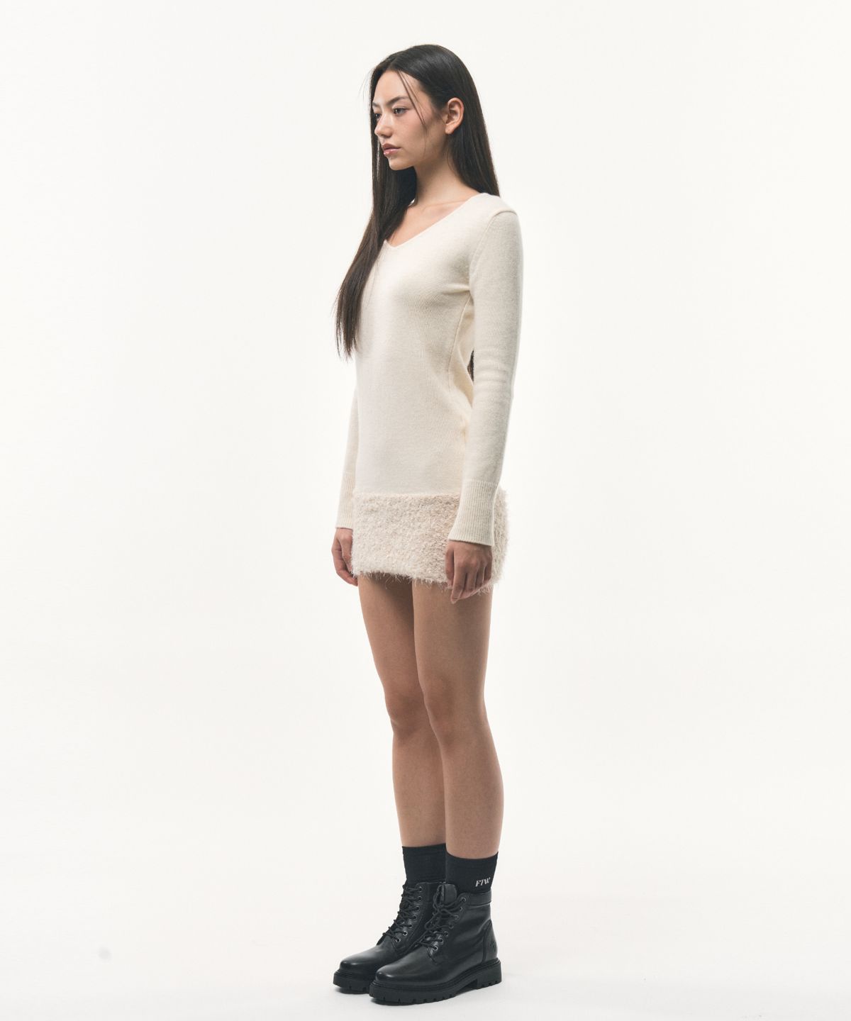 포더웨더(FOR THE WEATHER) hairy knit dress (ivory)