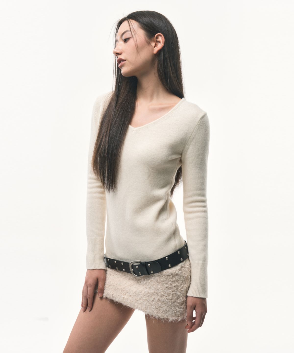 포더웨더(FOR THE WEATHER) hairy knit dress (ivory)