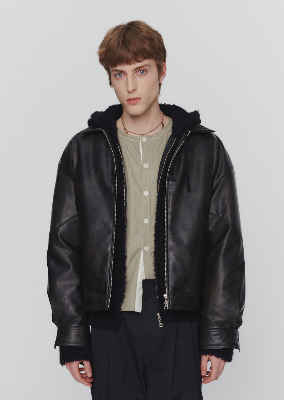 MUSINSA公式 | AMOMENTO VEGAN LEATHER BLOUSON
