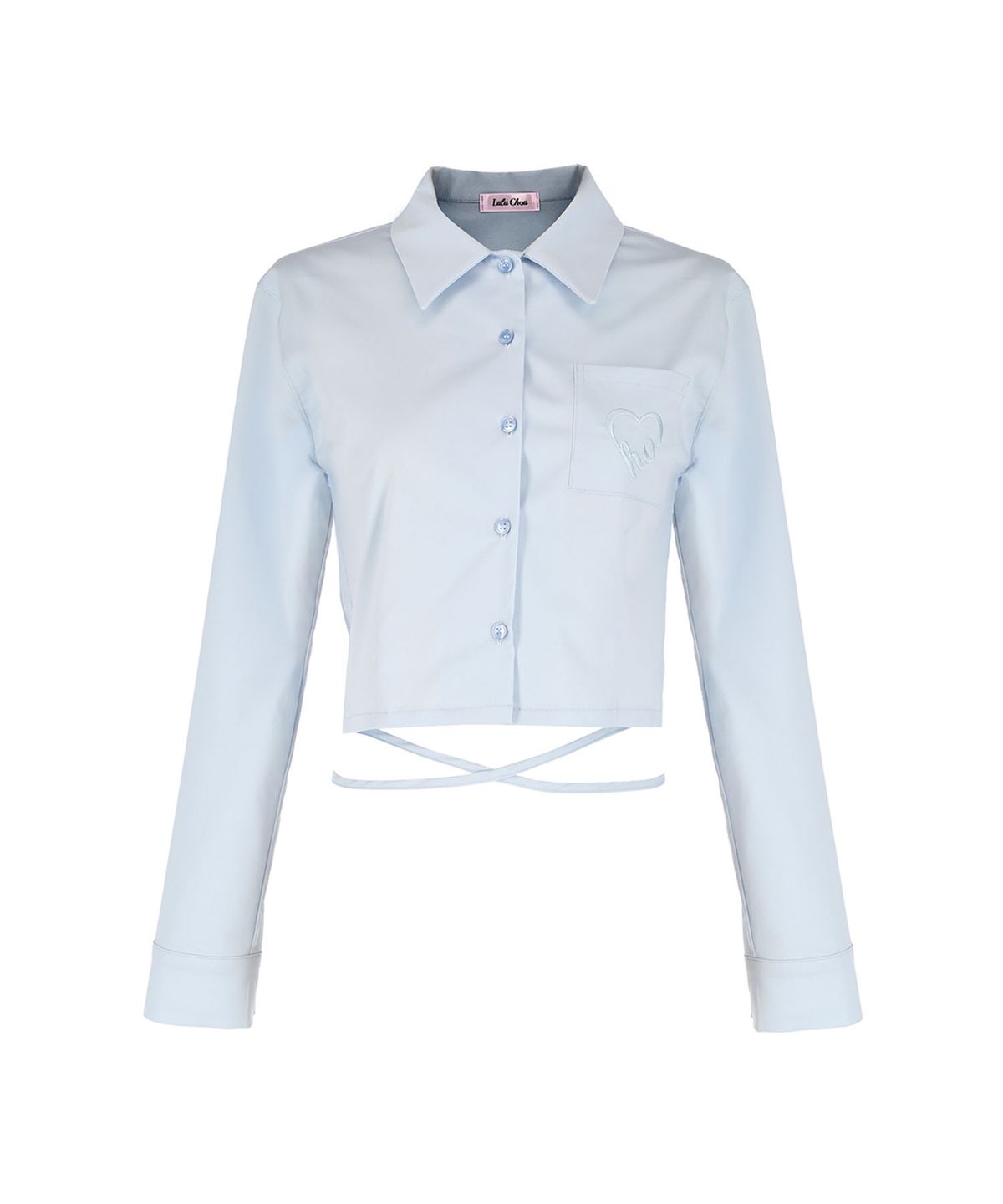 루루슈(LULUCHOU) Ribbon Crop Shirt - SKY BLUE