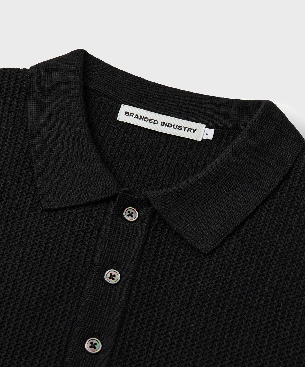 브랜디드(BRANDED) HARD TWIST LOUNGE POLO KNIT [BLACK]