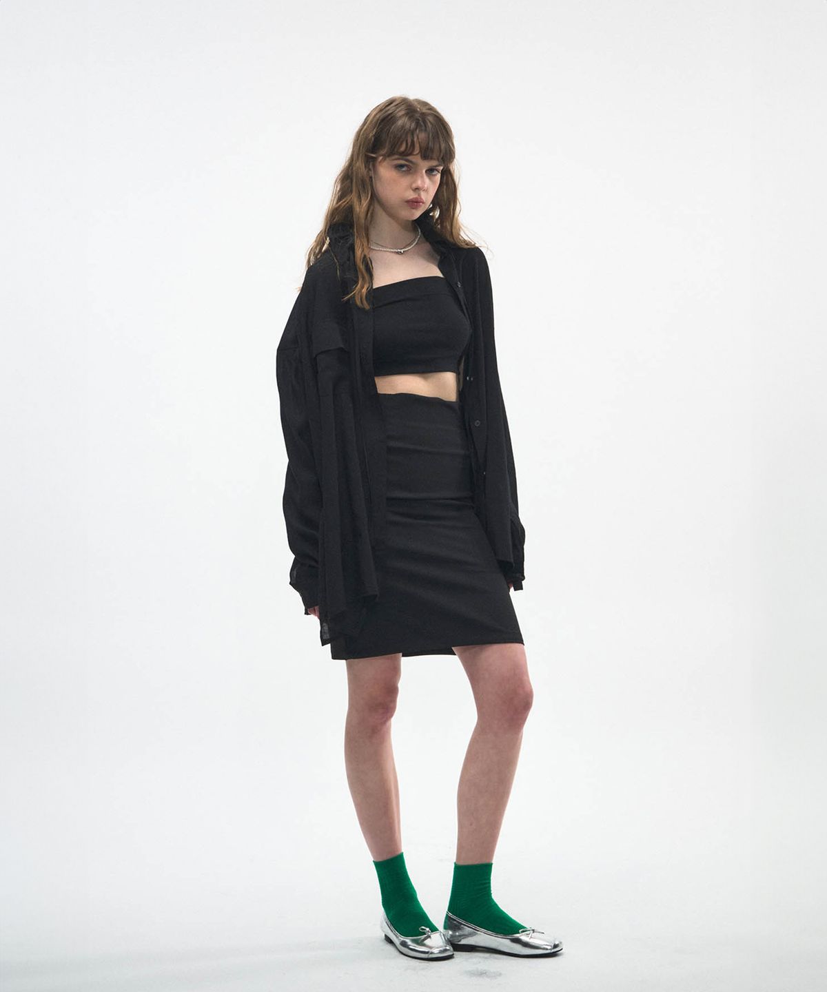 닐라이즈(NEALIZE) Slim Midi Skirt Black