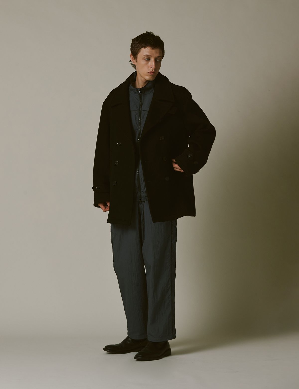 네이머클로딩(NAMERCLOTHING) DOUBLE BREAST MID WOOL COAT BLACK