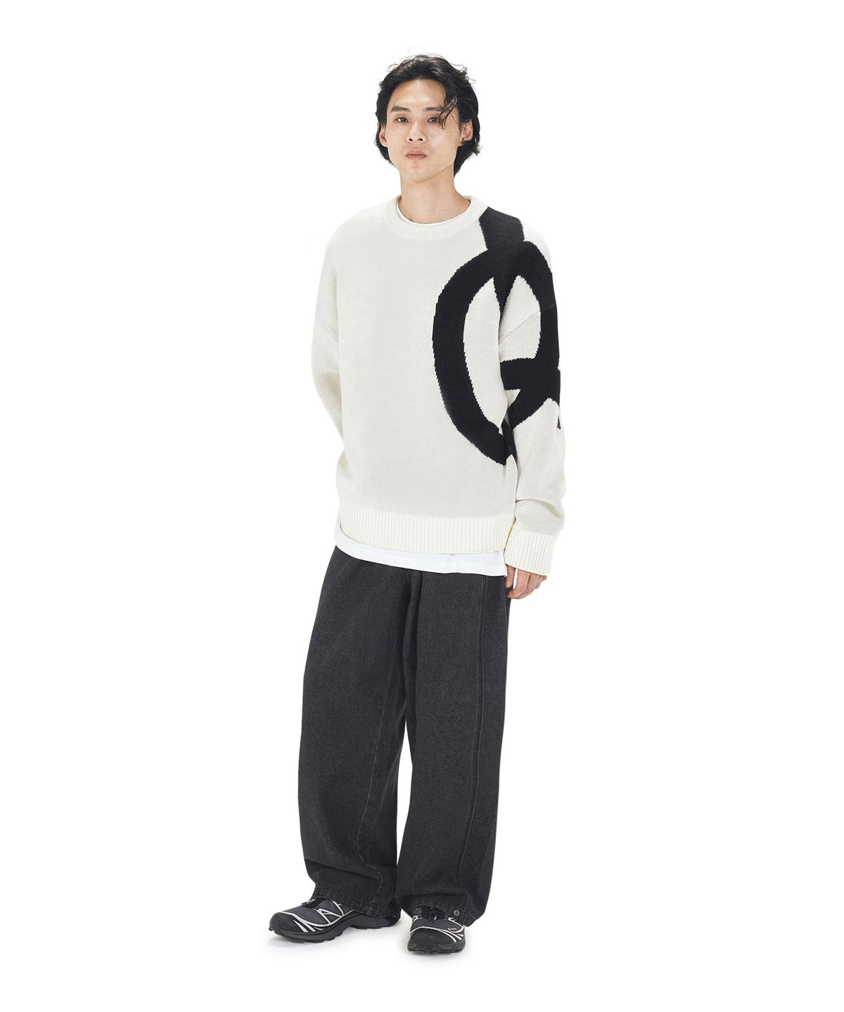 오픈야드(오와이)(OPENYARD(OY)) BOLD LOGO KNIT - IVORY
