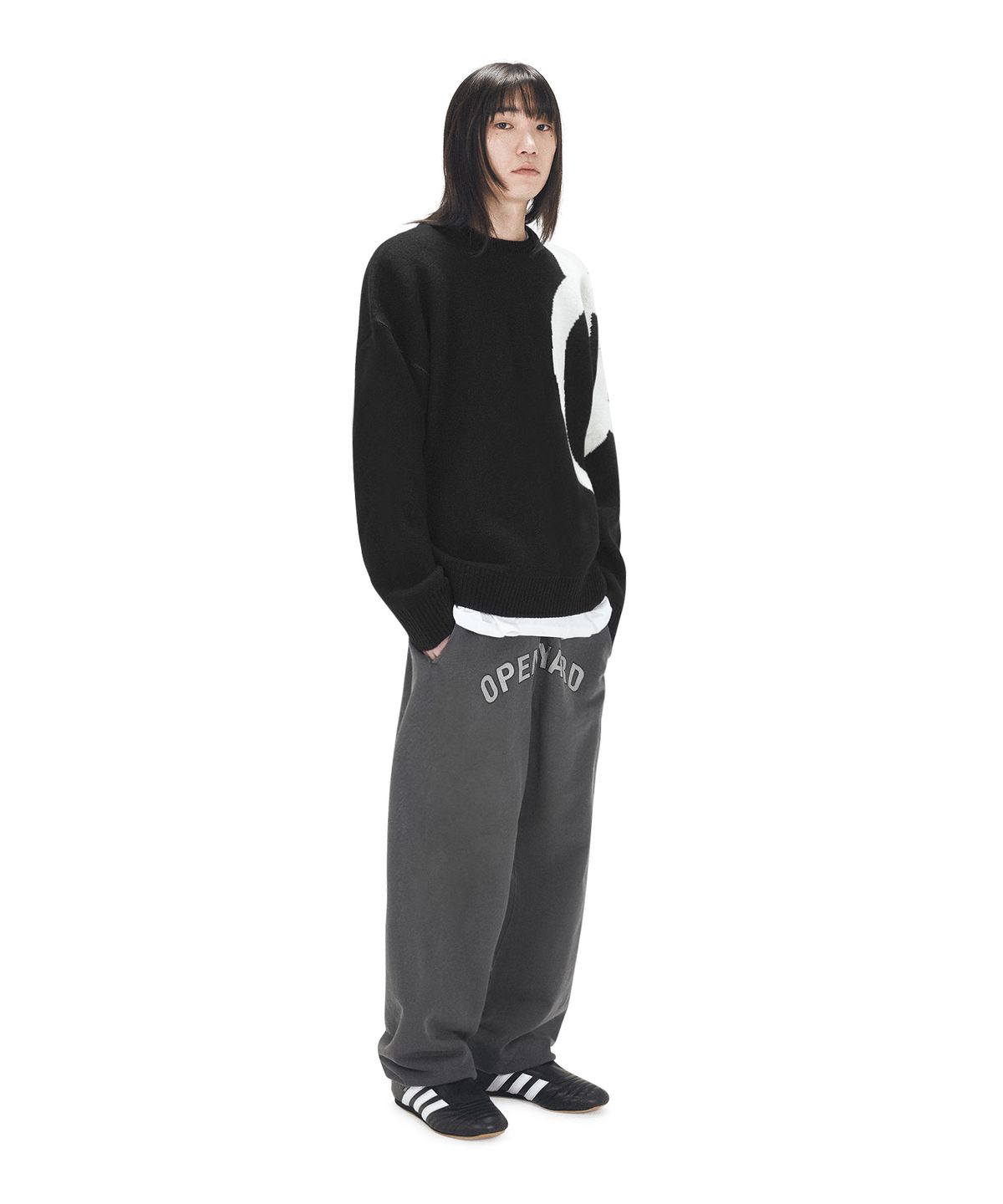 오픈야드(오와이)(OPENYARD(OY)) BOLD LOGO KNIT - BLACK