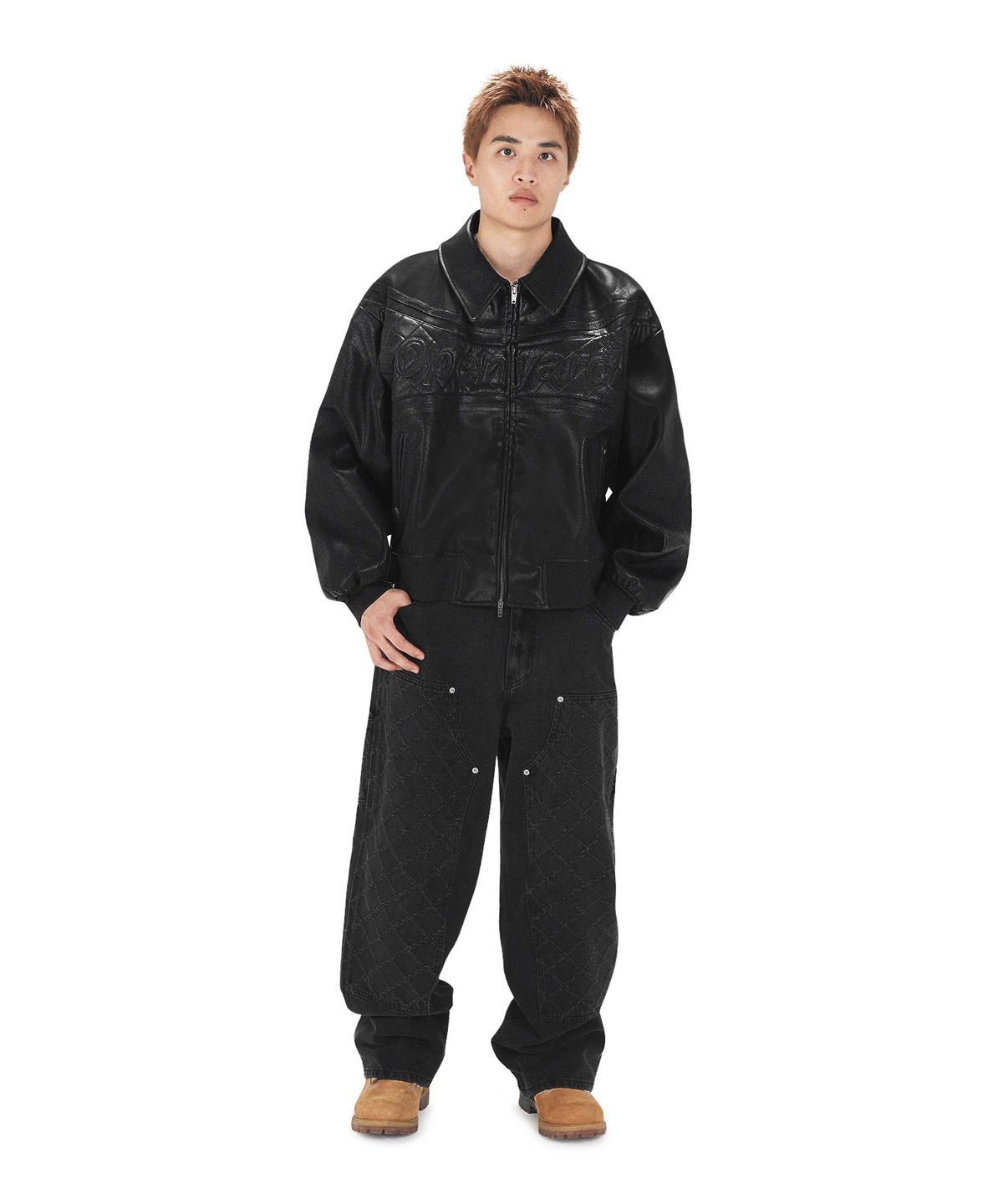 오픈야드(오와이)(OPENYARD(OY)) LEATHER QUILTED JACKET - BLACK