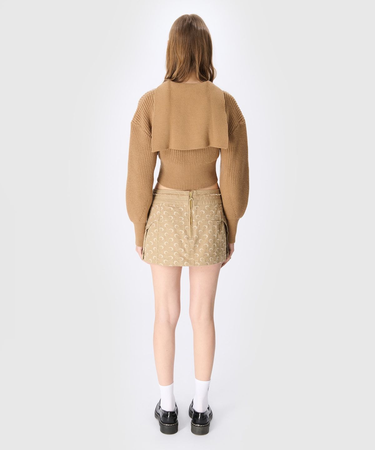마린 세르(MARINE SERRE) (W) MS 하프 카디건 니트 세일러 스웨터 카멜 MS HALF CARDIGAN KNIT SAILOR SWEATER CAMEL
