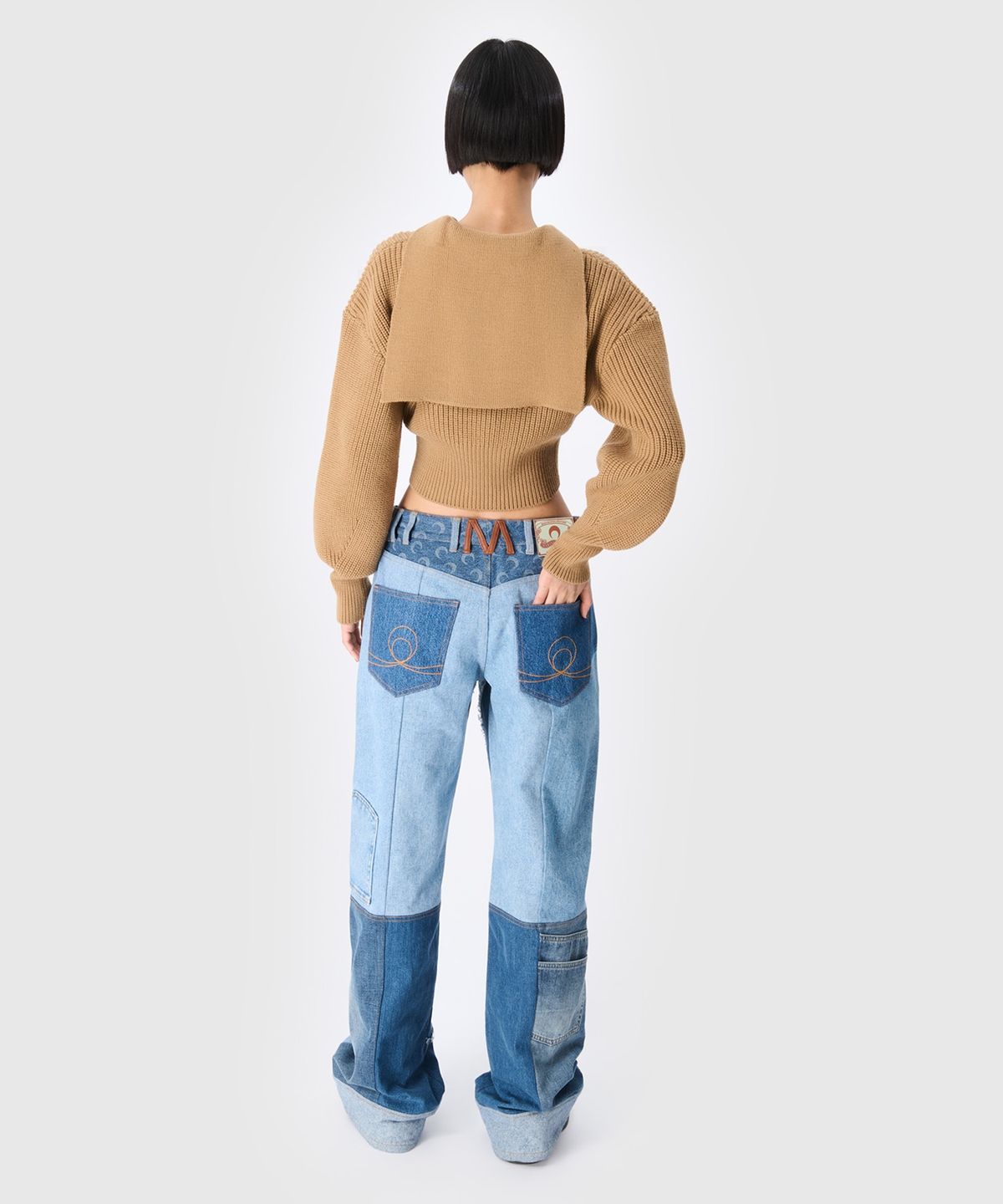 마린 세르(MARINE SERRE) (W) MS 하프 카디건 니트 세일러 스웨터 카멜 MS HALF CARDIGAN KNIT SAILOR SWEATER CAMEL