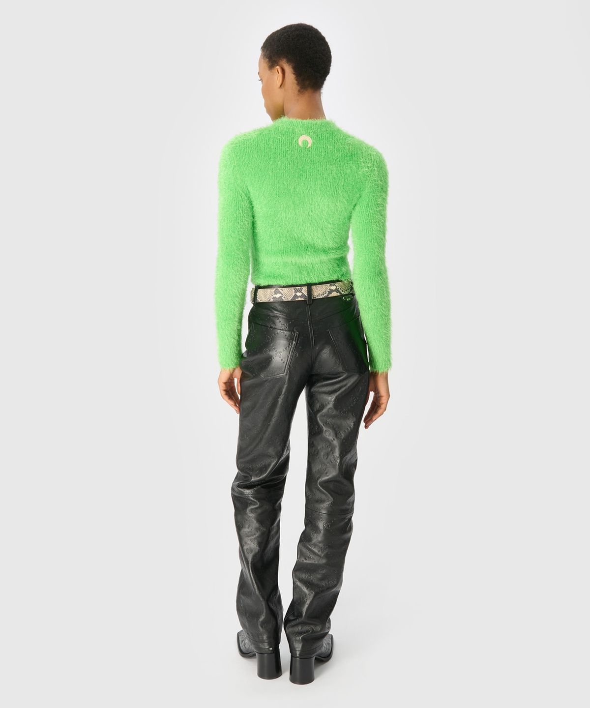 마린 세르(MARINE SERRE) (W) 와일드 퍼피 니트 피티드 스웨터 브라이트 그린 WILD PUFFY KNIT FITTED SWEATER BRIGHT GREEN