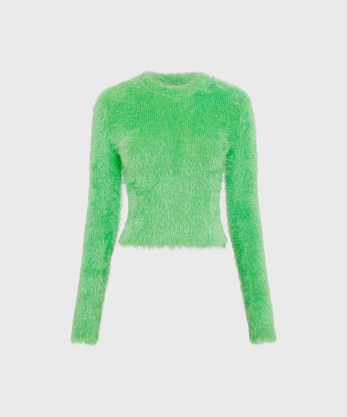 마린 세르(MARINE SERRE) (W) 와일드 퍼피 니트 피티드 스웨터 브라이트 그린 WILD PUFFY KNIT FITTED SWEATER BRIGHT GREEN