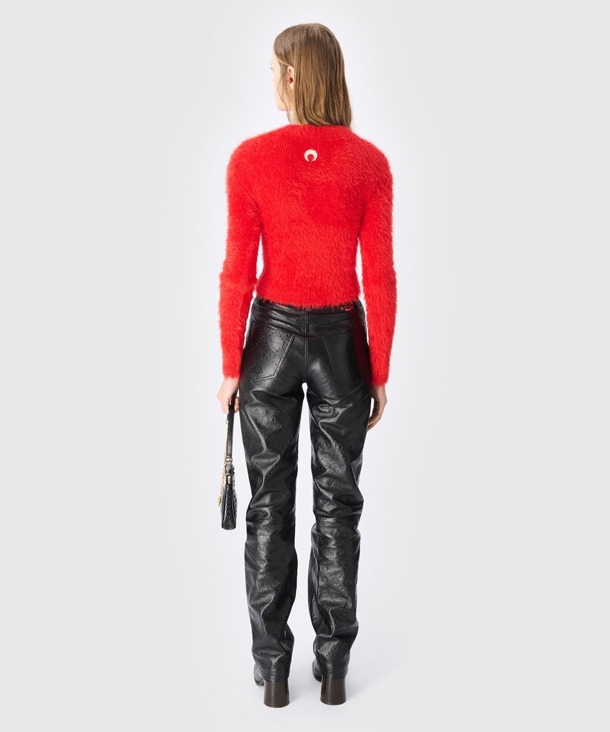 마린 세르(MARINE SERRE) (W) 와일드 퍼피 니트 피티드 스웨터 레드 WILD PUFFY KNIT FITTED SWEATER RED