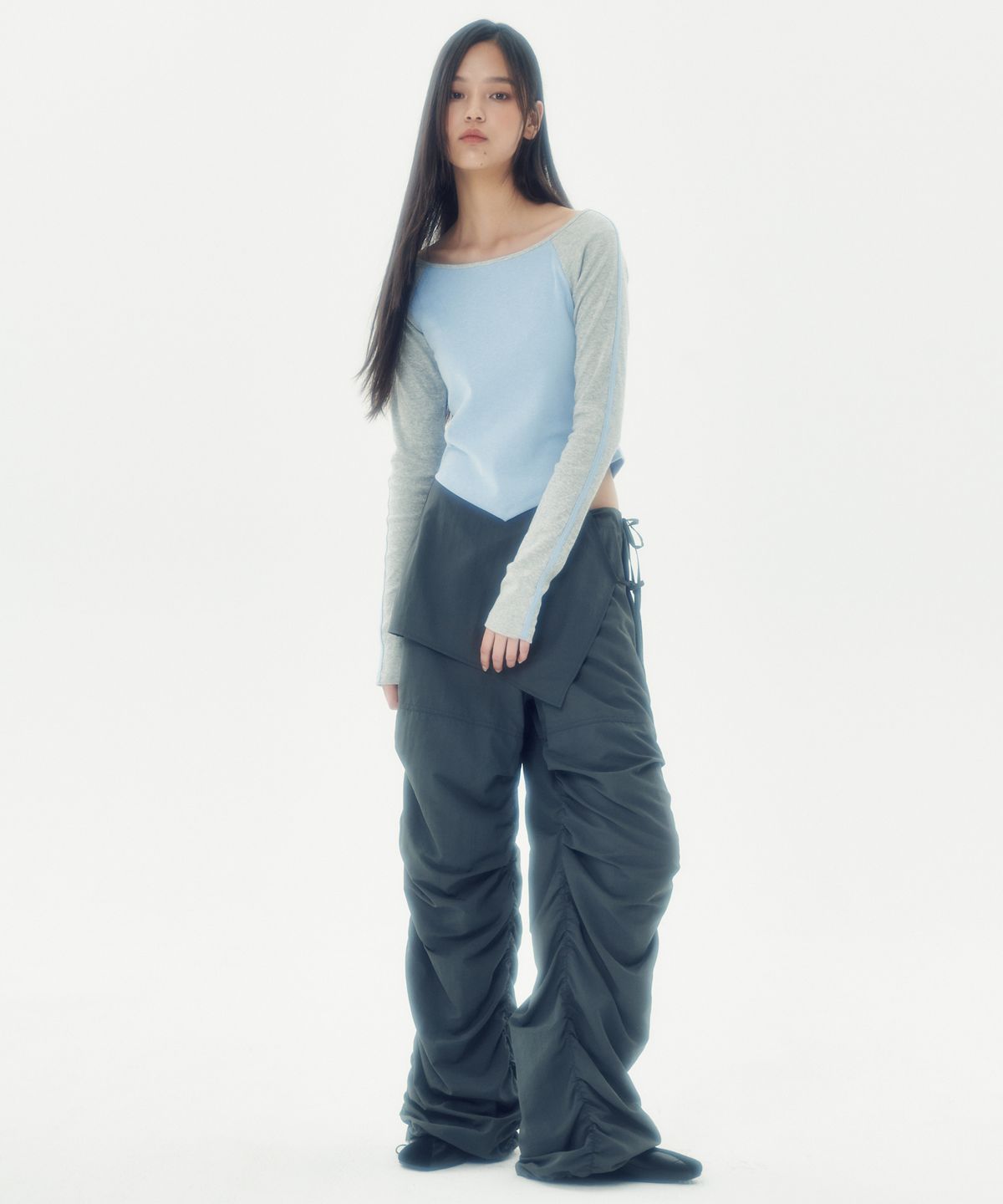 러닝하이(RUNNINGHIGH) 스포츠 슬림 래글런 티 [스카이 블루]