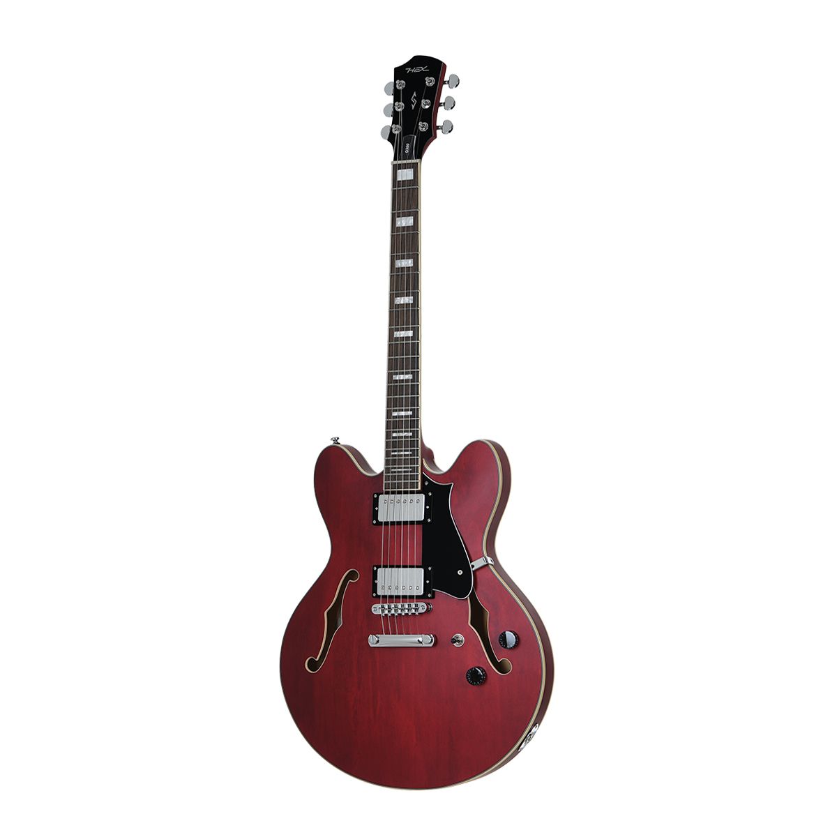 헥스기타(HEXGUITARS) 세미할로우 일렉기타 Q300 S/TR 트랜스페런트 레드