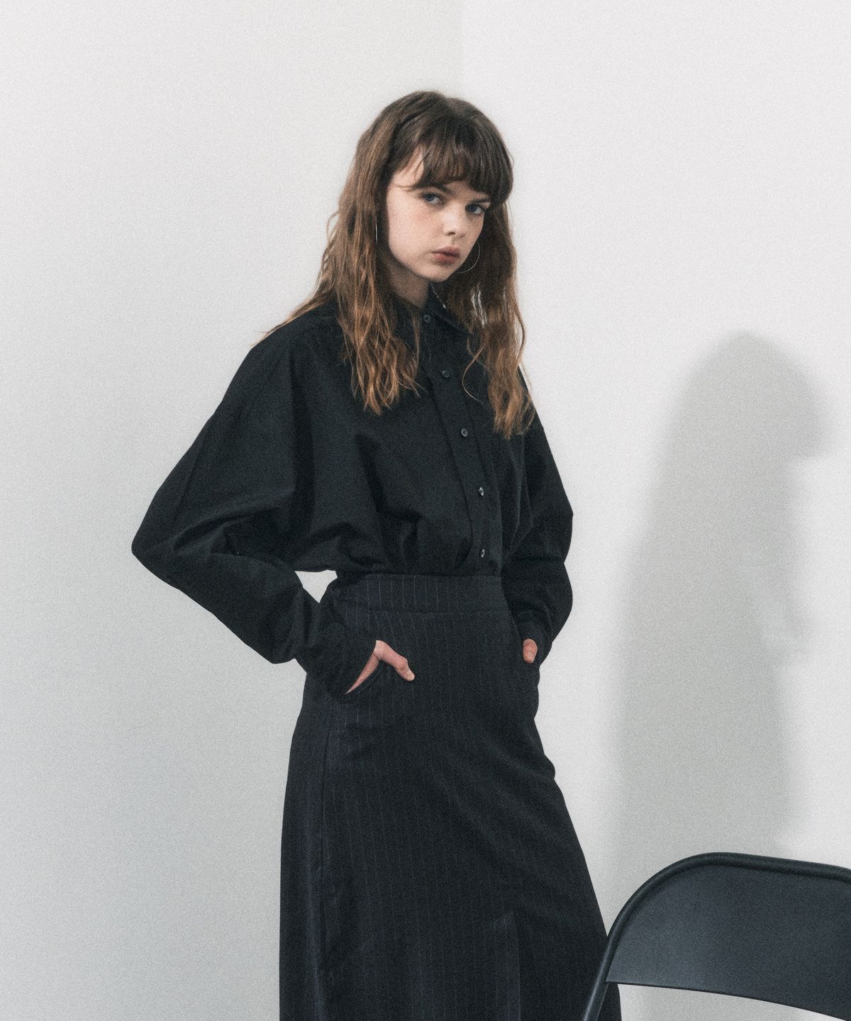 닐라이즈(NEALIZE) Oversized Cotton Shirt Black