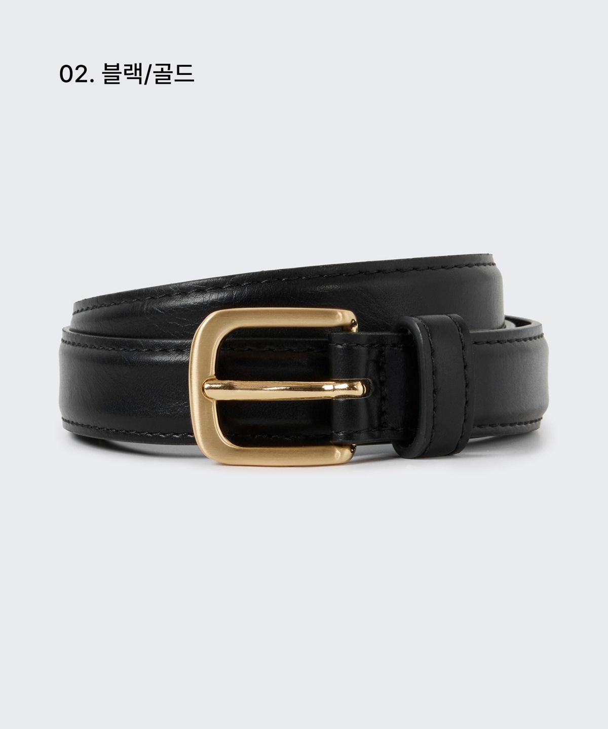 무신사 스탠다드 우먼(MUSINSA STANDARD WOMAN) 우먼즈 라운디드 스퀘어 신세틱 레더 슬림 벨트_20mm