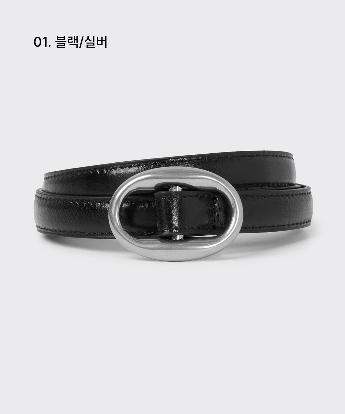 무신사 스탠다드 우먼(MUSINSA STANDARD WOMAN) 우먼즈 오벌 크랙 레더 씬 벨트_15mm