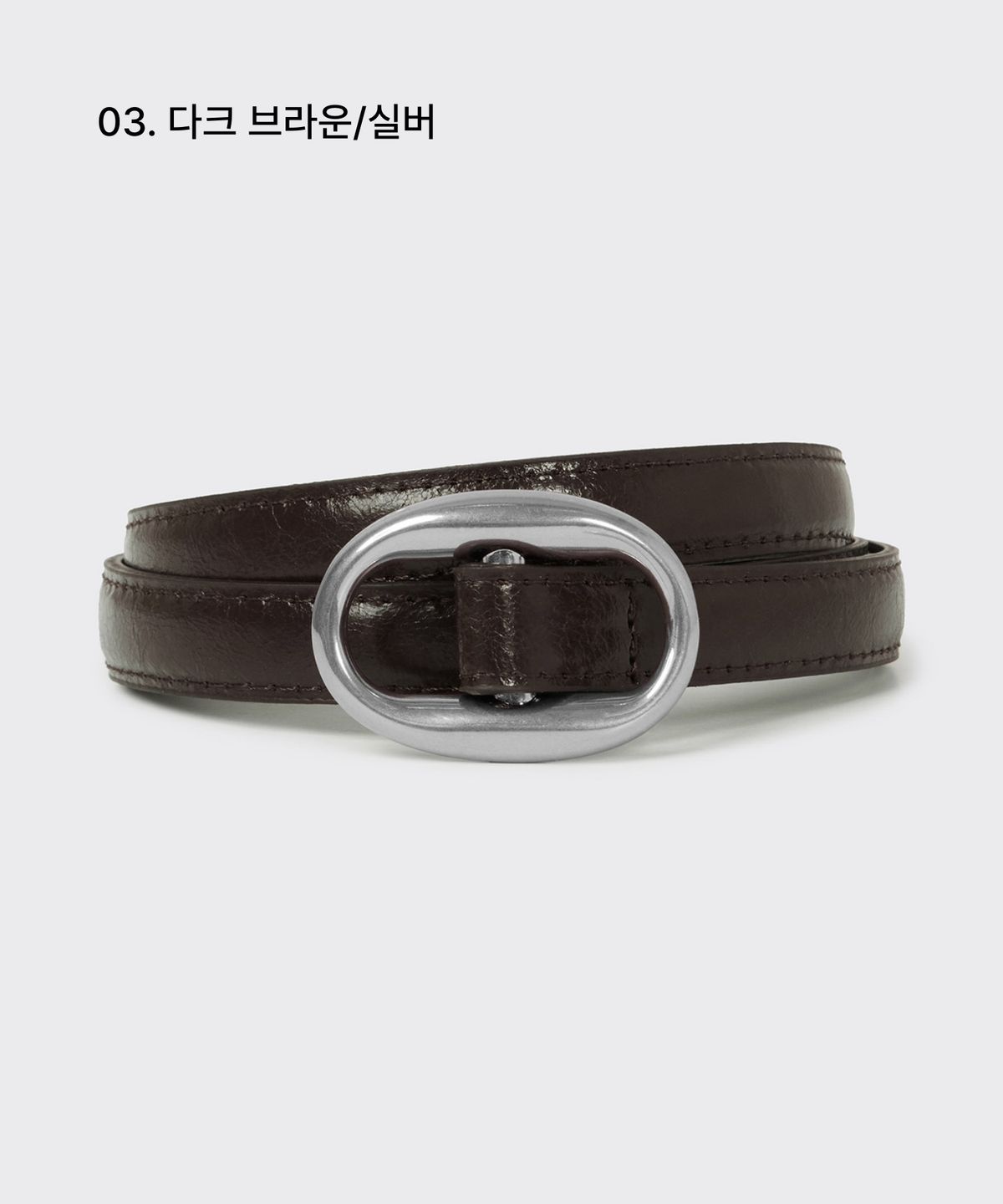 무신사 스탠다드 우먼(MUSINSA STANDARD WOMAN) 우먼즈 오벌 크랙 레더 씬 벨트_15mm