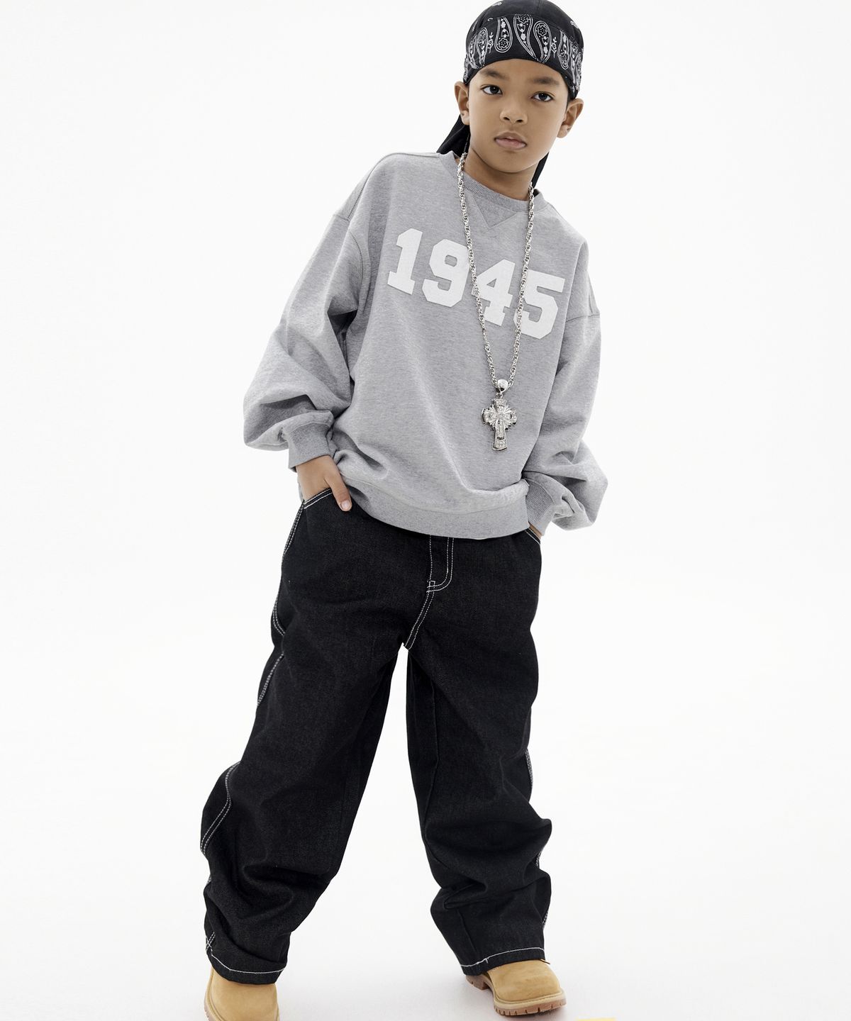 테이크이지 키즈(TAKEASY KIDS) 자이언트핏 데님 팬츠(인디고블랙)