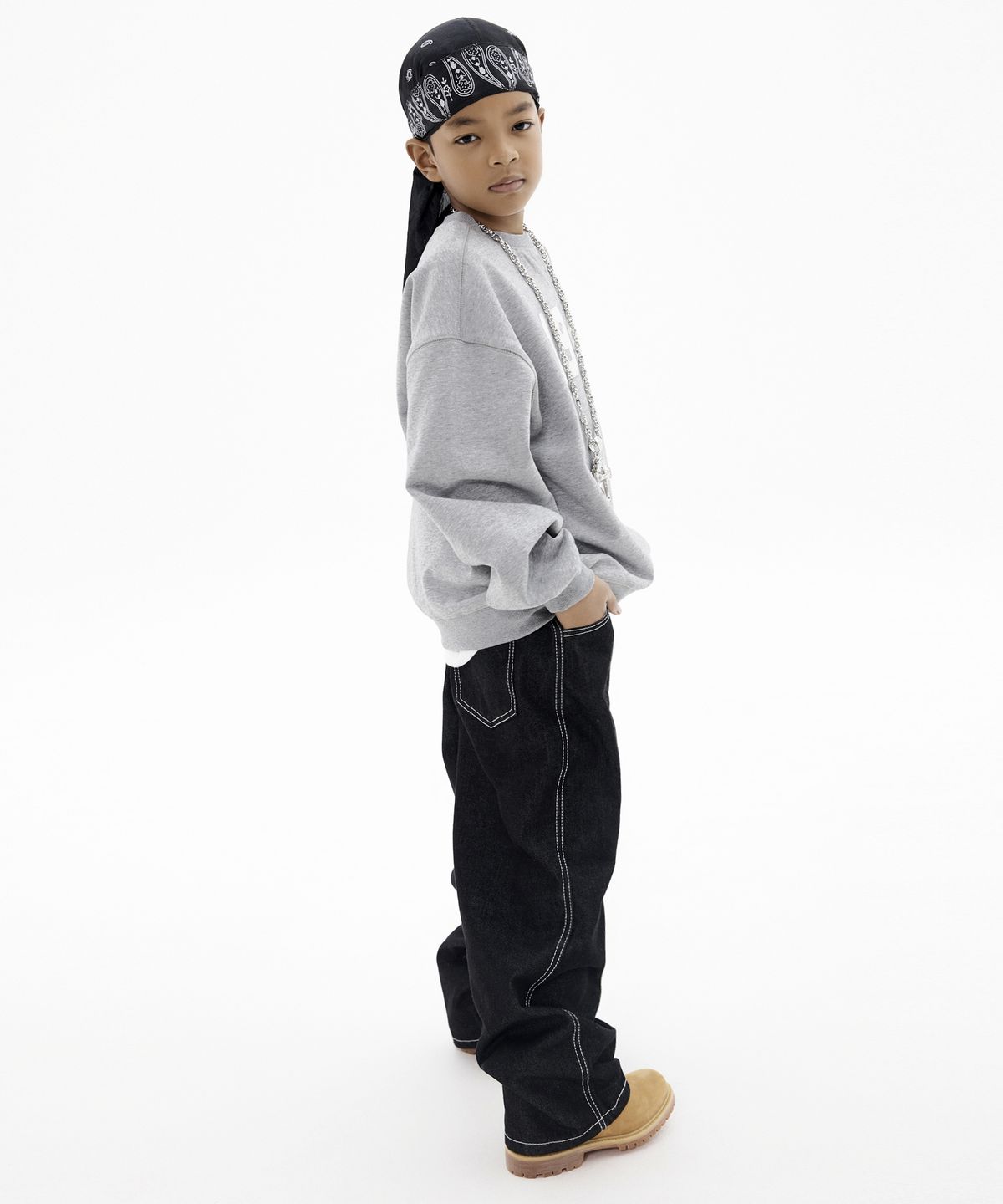 테이크이지 키즈(TAKEASY KIDS) 자이언트핏 데님 팬츠(인디고블랙)