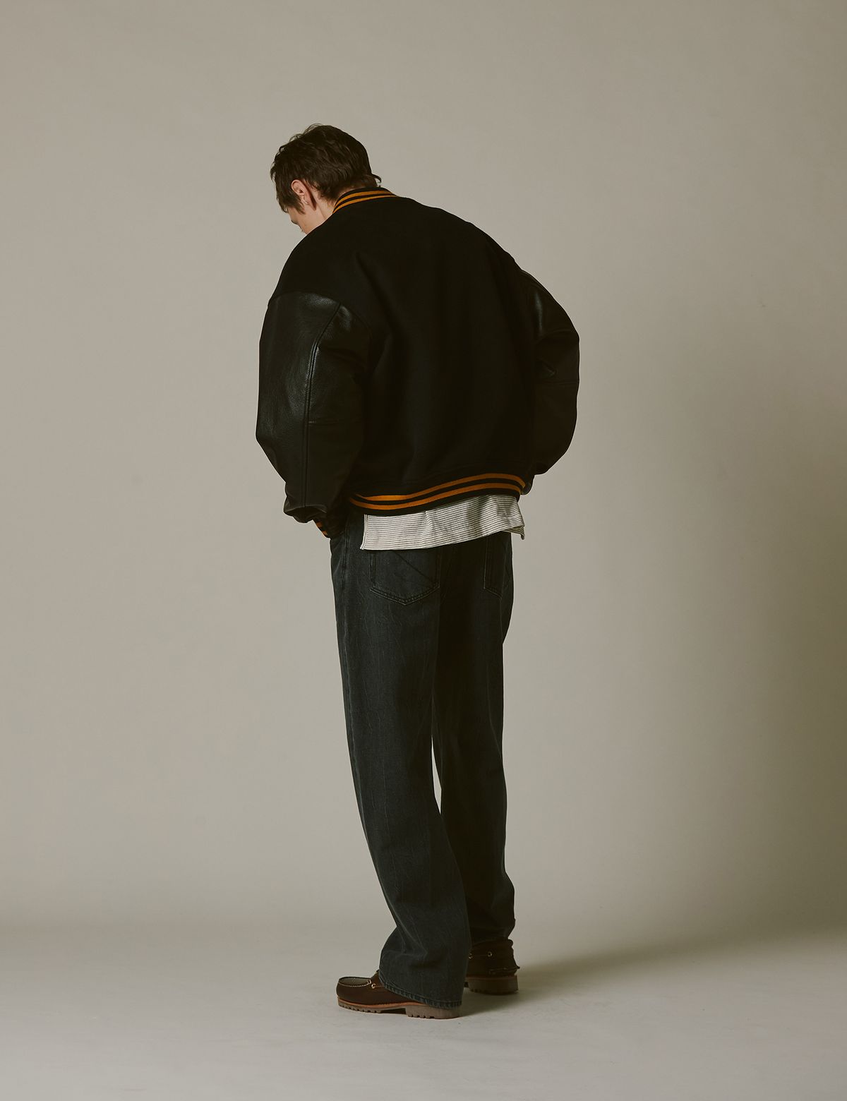 네이머클로딩(NAMERCLOTHING) N BOUCLE VARSITY JACKET NAVY