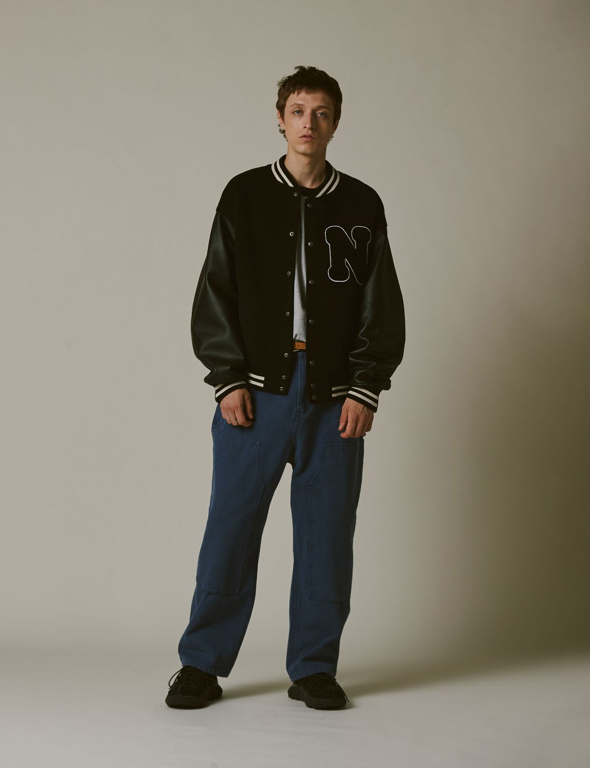 네이머클로딩(NAMERCLOTHING) N BOUCLE VARSITY JACKET BLACK