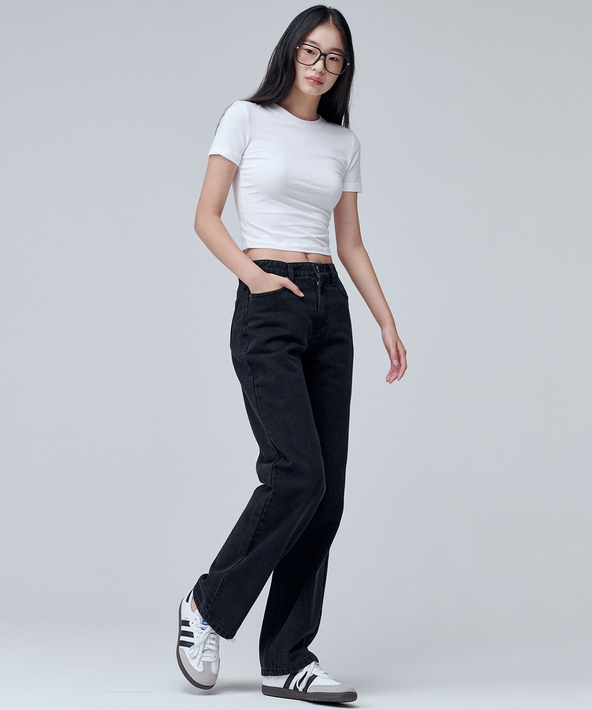 마롭(MALOUPE) 9107 사계절 와이드 데님팬츠 (블랙)