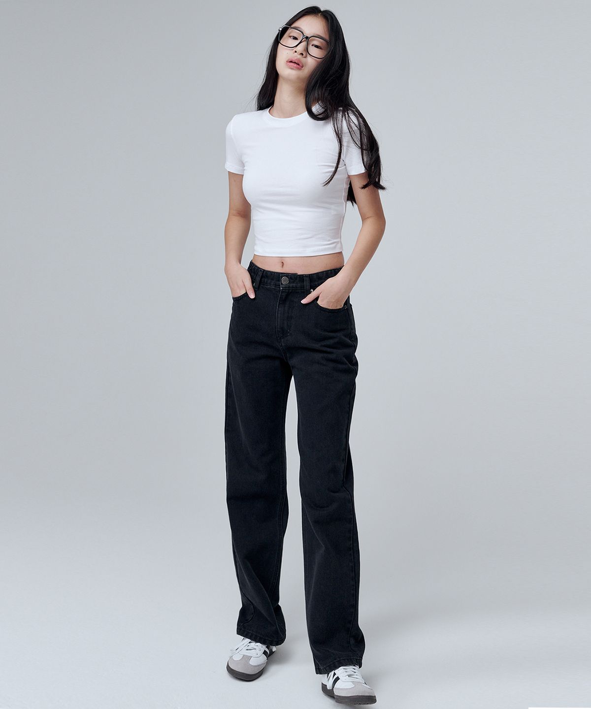 마롭(MALOUPE) 9107 사계절 와이드 데님팬츠 (블랙)