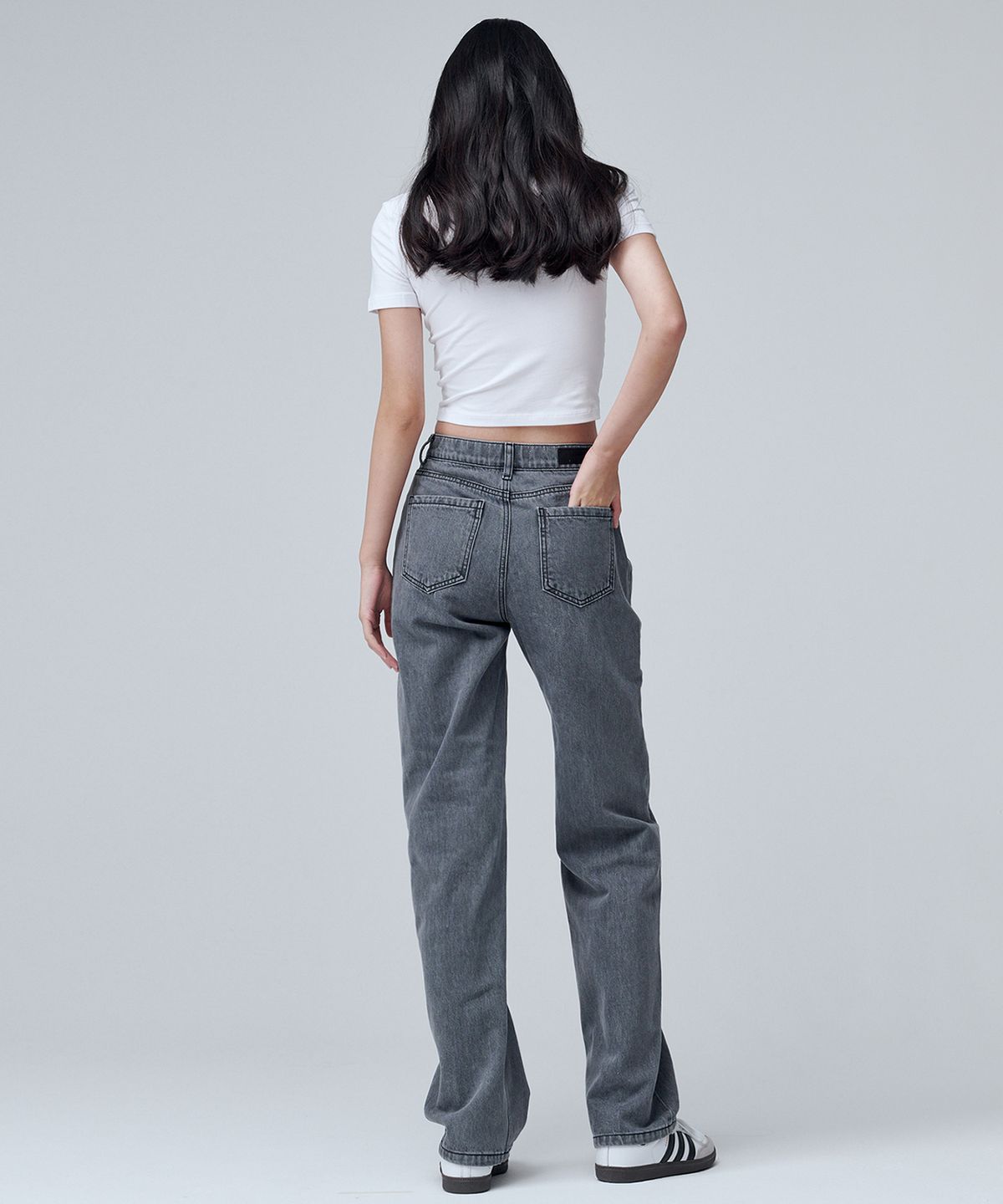 마롭(MALOUPE) 9107 사계절 와이드 데님팬츠 (그레이)