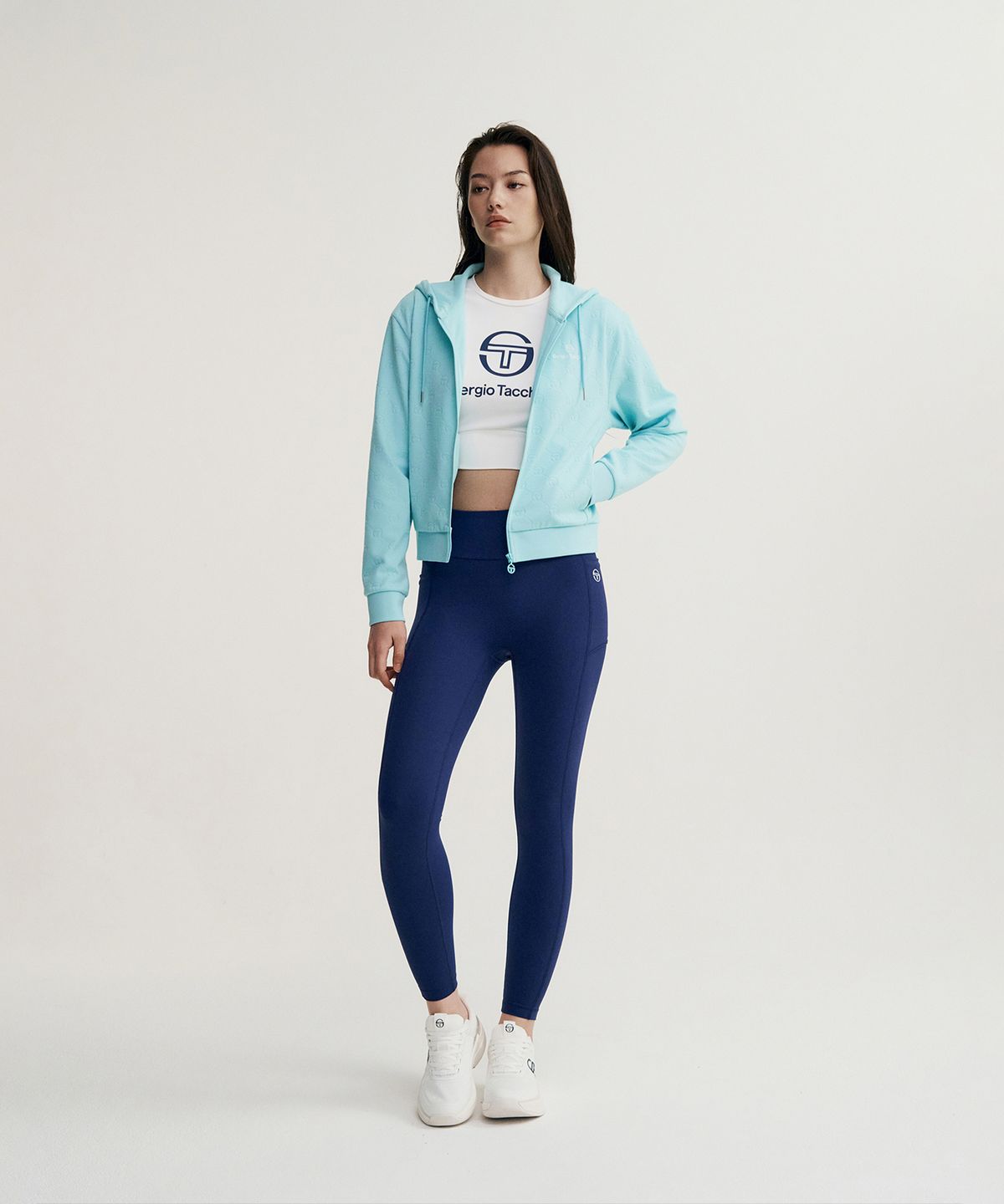 세르지오 타키니(SERGIO TACCHINI) W 데일리 자카드 후드 집업 (L.Turquoise)
